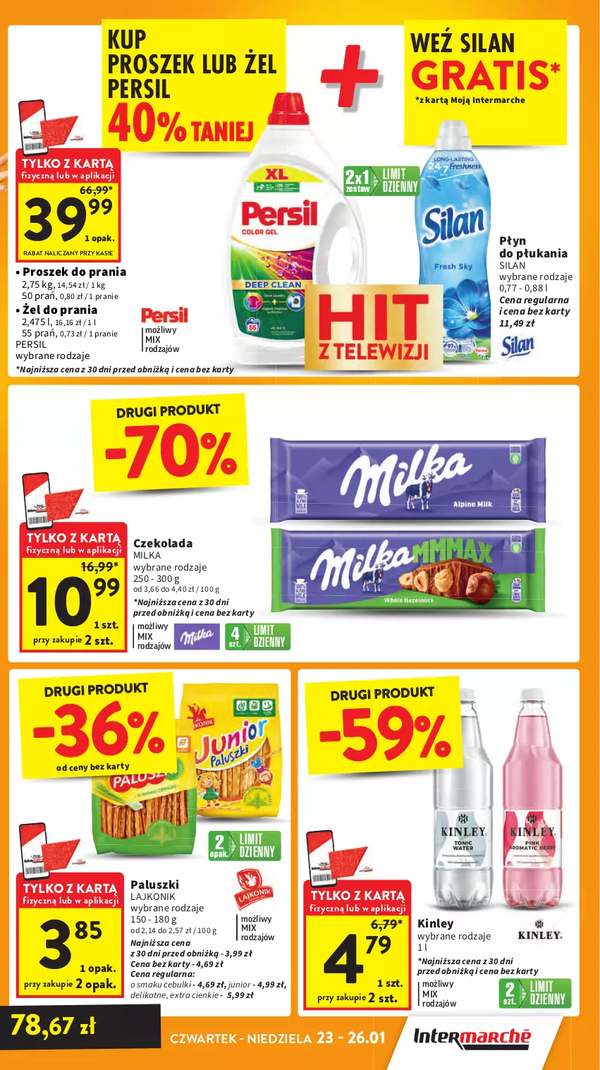 Gazetka promocyjna Intermarche - Gazetka promocyjna - ważna 23.01 do 29.01.2025 - strona 3 - produkty: Czekolada, Gra, Lajkonik, Milka, Persil, Płyn do płukania, Proszek do prania, Silan