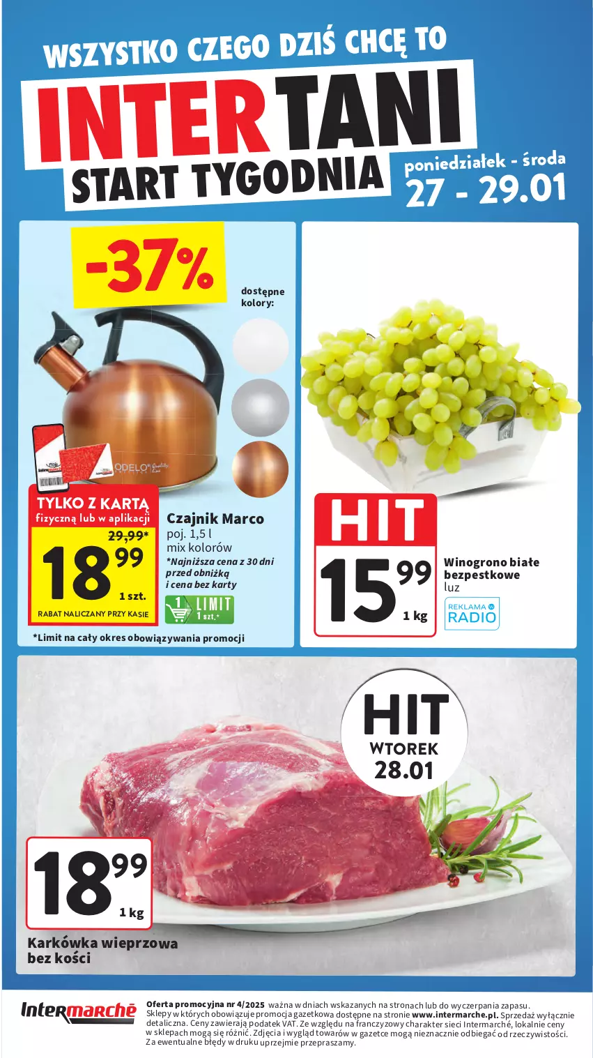 Gazetka promocyjna Intermarche - Gazetka promocyjna - ważna 23.01 do 29.01.2025 - strona 36 - produkty: Czajnik, Karkówka wieprzowa, Wino