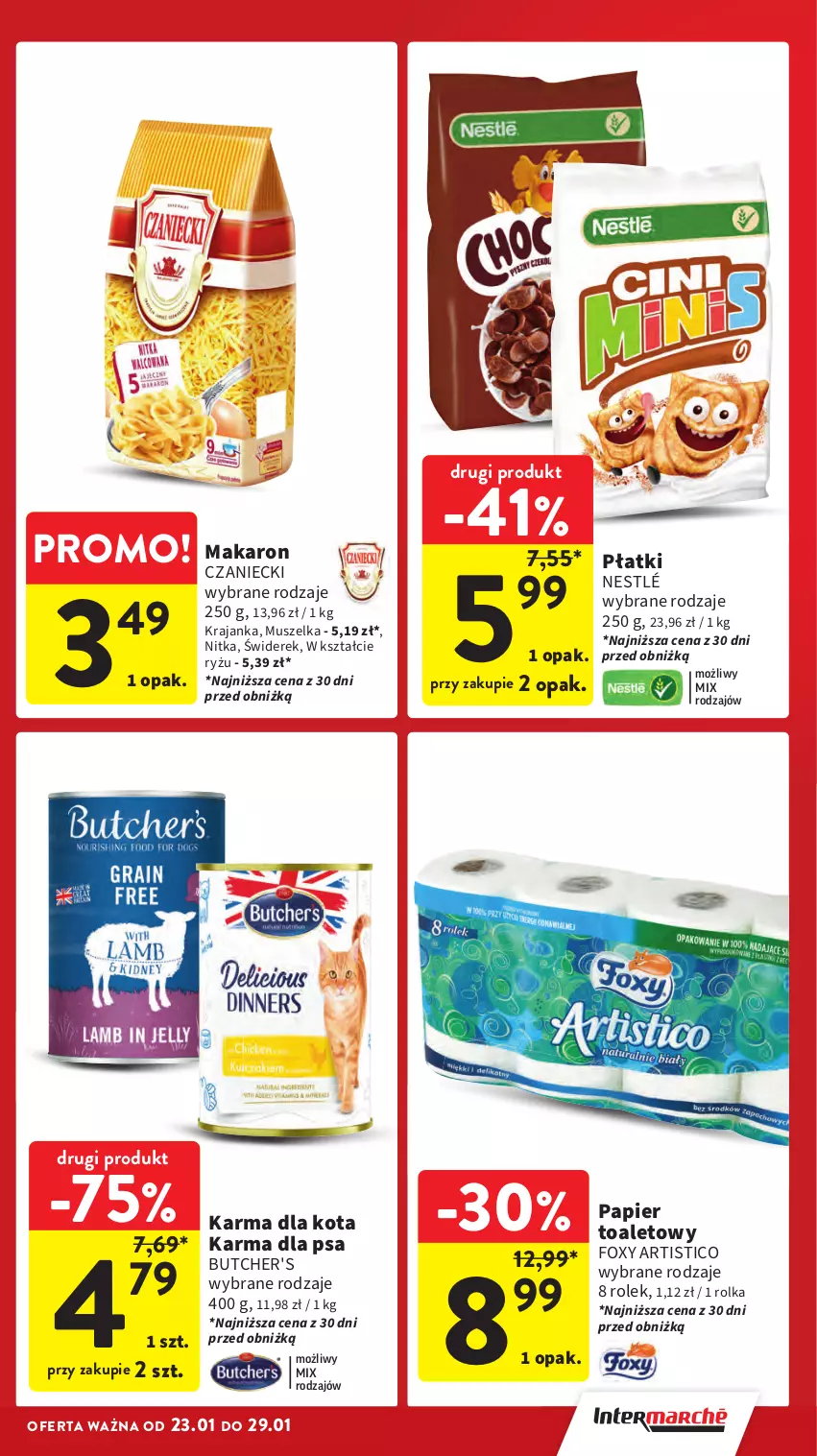 Gazetka promocyjna Intermarche - Gazetka promocyjna - ważna 23.01 do 29.01.2025 - strona 5 - produkty: Butcher's, Foxy, Makaron, Mus, Nestlé, Papier, Papier toaletowy, Ryż