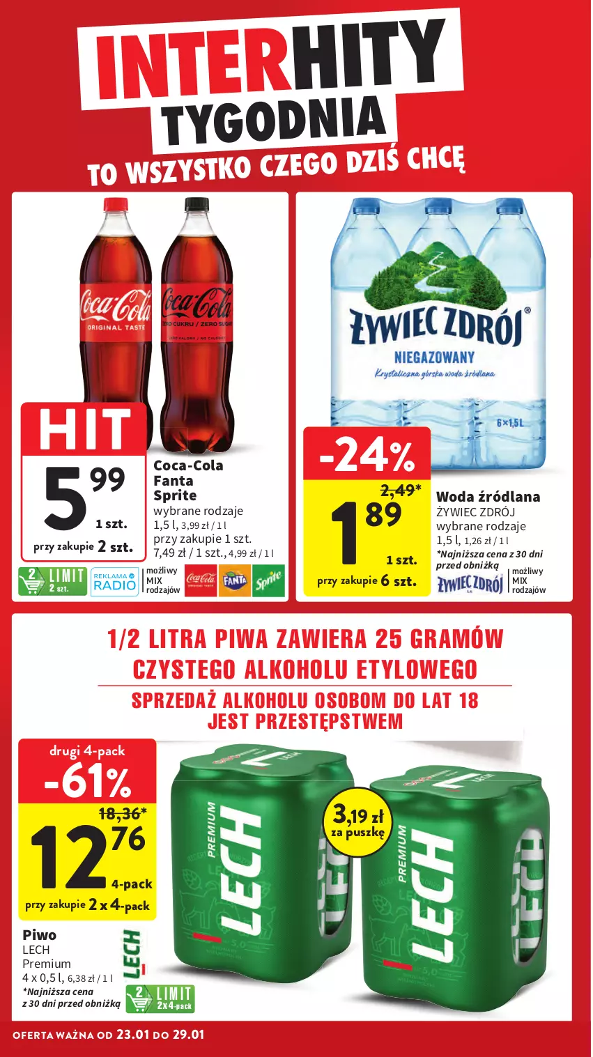 Gazetka promocyjna Intermarche - Gazetka promocyjna - ważna 23.01 do 29.01.2025 - strona 6 - produkty: Coca-Cola, Fa, Fanta, Gra, LANA, Lech Premium, Piwa, Piwo, Sprite, Woda