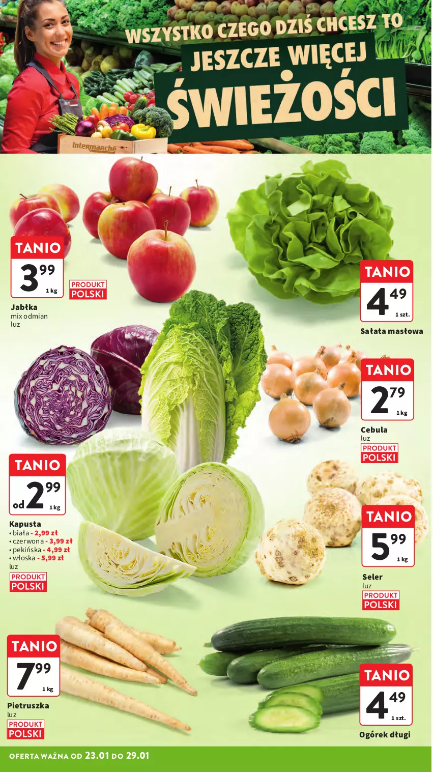 Gazetka promocyjna Intermarche - Gazetka promocyjna - ważna 23.01 do 29.01.2025 - strona 8 - produkty: Cebula, Jabłka, Masło, Ogórek, Pietruszka, Sałat, Sałata masłowa