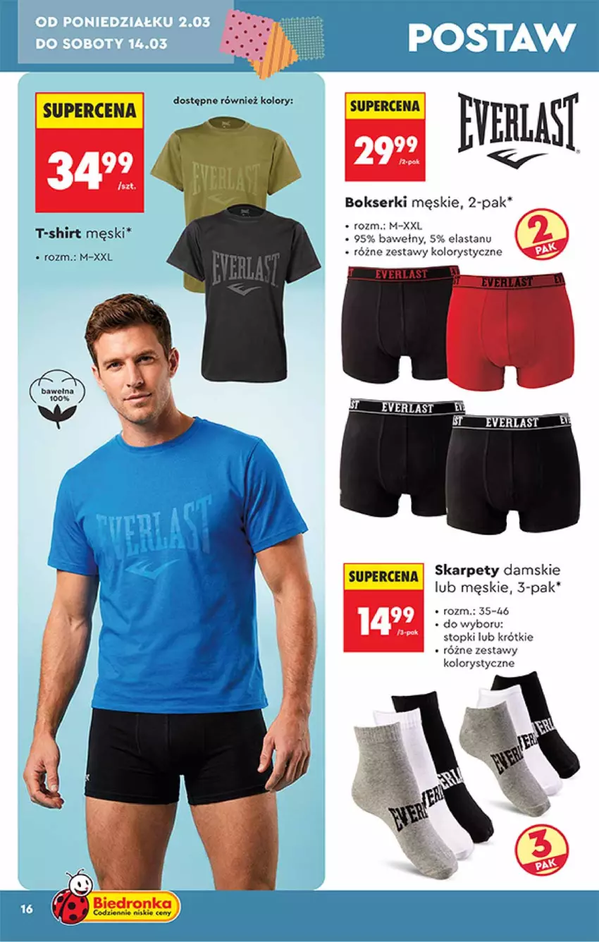 Gazetka promocyjna Biedronka - Okazje Tygodnia - ważna 28.02 do 14.03.2026 - strona 16 - produkty: Bokserki, Karp, Ser, T-shirt, Top, Wełna