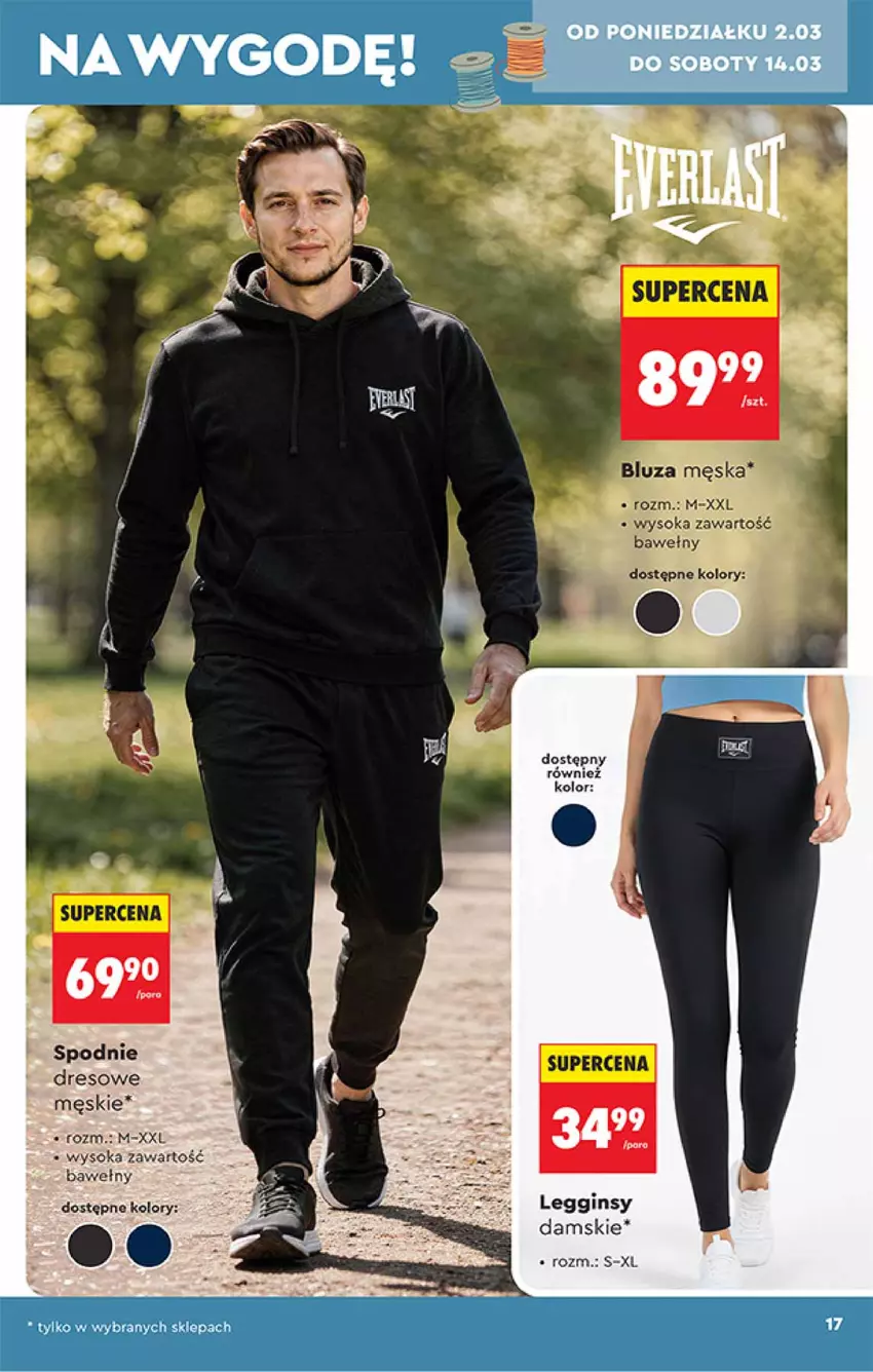 Gazetka promocyjna Biedronka - Okazje Tygodnia - ważna 28.02 do 14.03.2026 - strona 17 - produkty: Bluza, Dres, Gin, Legginsy, Sok, Spodnie, Spodnie dresowe