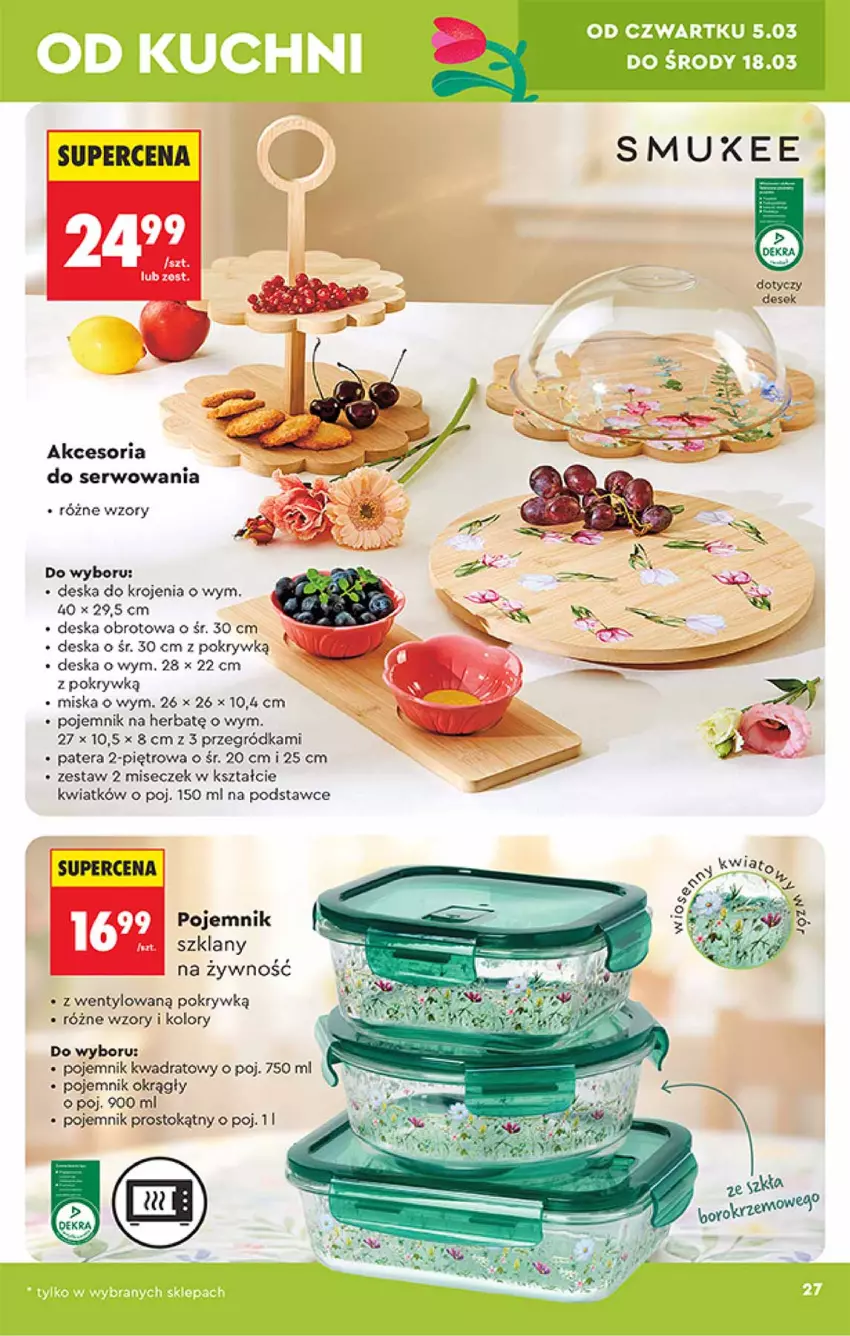 Gazetka promocyjna Biedronka - Okazje Tygodnia - ważna 28.02 do 14.03.2026 - strona 27 - produkty: Deska do krojenia, Fa, Miska, Pojemnik, Pojemnik szklany, Ser, Tera