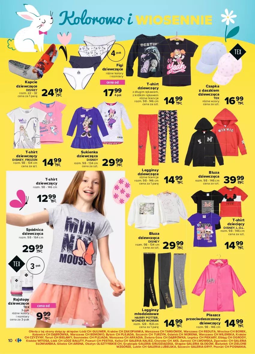 Gazetka promocyjna Carrefour - Gazetka Co masz dla mnie, zajączku? - ważna 15.03 do 03.04.2021 - strona 10 - produkty: Bluza, Czapka, Disney, Dzieci, Figi, Frozen, Gin, Gry, Harry Potter, Kapcie, L.O.L., Legginsy, Płaszcz, Rajstopy, Sos, Spódnica, Sukienka, T-shirt, Top