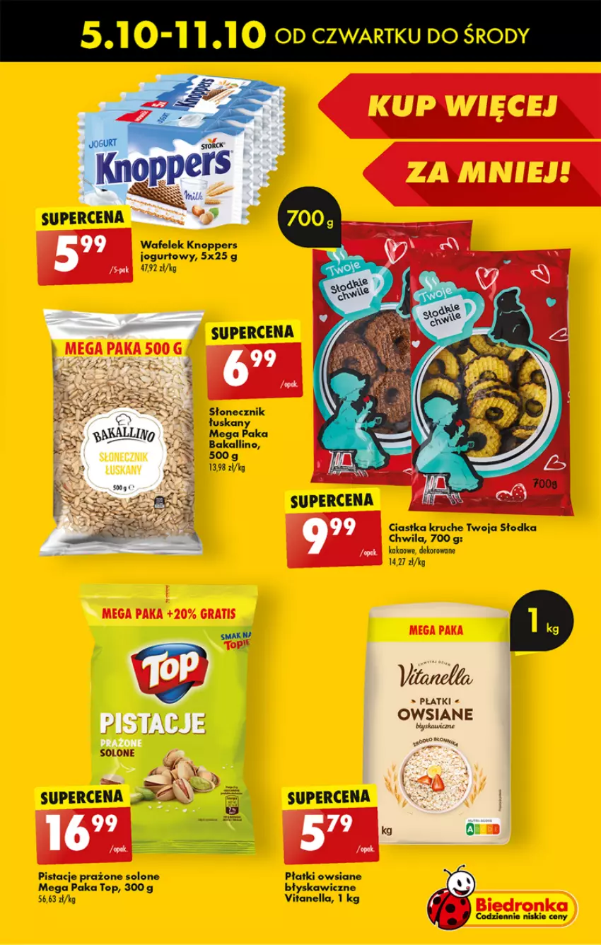 Gazetka promocyjna Biedronka - Od czwartku - ważna 05.10 do 11.10.2023 - strona 37 - produkty: Ciastka, Jogurt, Knoppers, Pistacje, Płatki owsiane, Wafelek