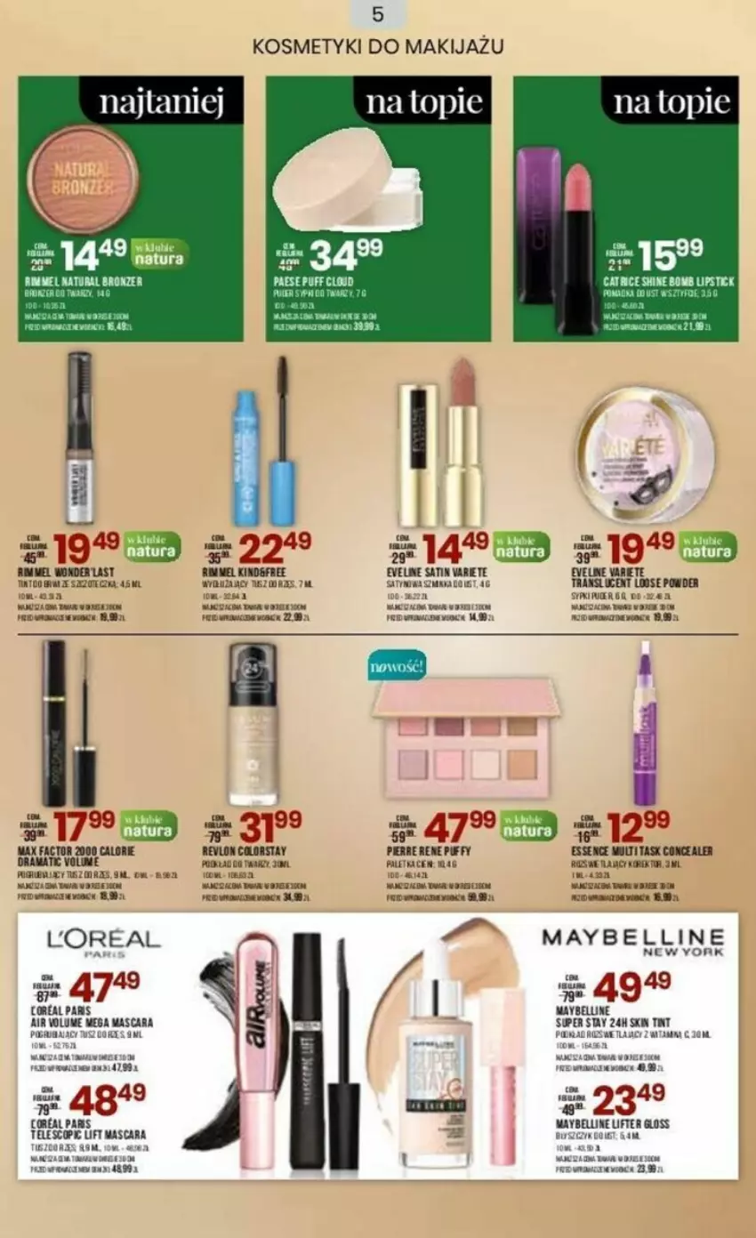 Gazetka promocyjna Drogerie Natura - ważna 05.09 do 18.09.2023 - strona 12 - produkty: Bell, Eveline, Fa, Koc, Makijaż, Max Factor, Maybelline, Puf, Rama, Sok, Top, Tran, Woda