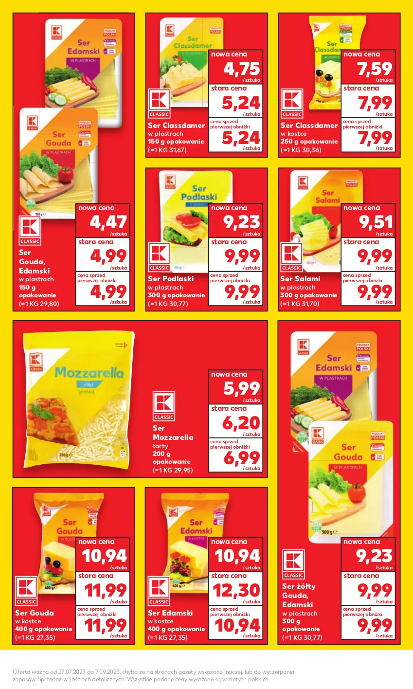 Gazetka promocyjna Kaufland - Kaufland - ważna 27.07 do 09.08.2023 - strona 5 - produkty: Edam, Gouda, Mozzarella, Podlaski, Salami, Ser, Ser salami