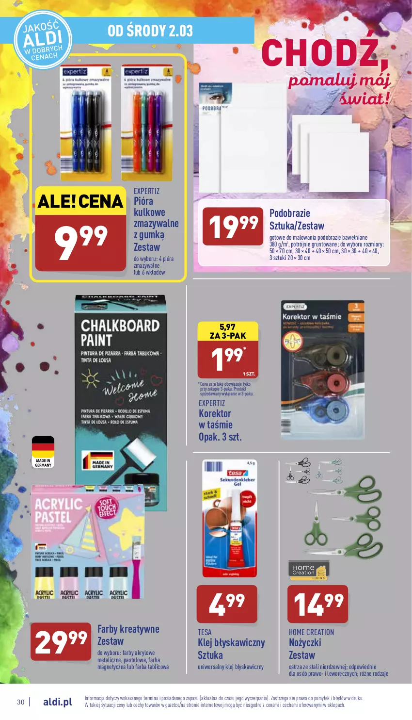 Gazetka promocyjna Aldi - Pełny katalog - ważna 28.02 do 05.03.2022 - strona 30 - produkty: Fa, Grunt, Klej, Noż, Nożyczki, Obraz