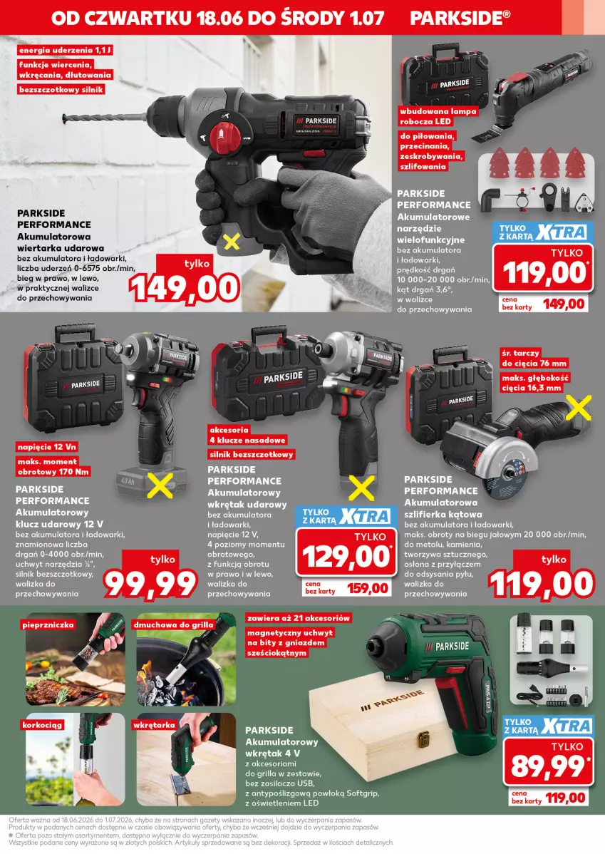 Gazetka promocyjna Kaufland - Kaufland - ważna 18.06 do 01.07.2026 - strona 7 - produkty: Akumulator, Grill, Klucz udarowy, Koc, Korkociąg, Parkside, Pieprz, Pieprzniczka, Szlifierka, Szlifierka kątowa, Tarka, Walizka, Wiertarka, Wiertarka udarowa, Wkręt, Znicz