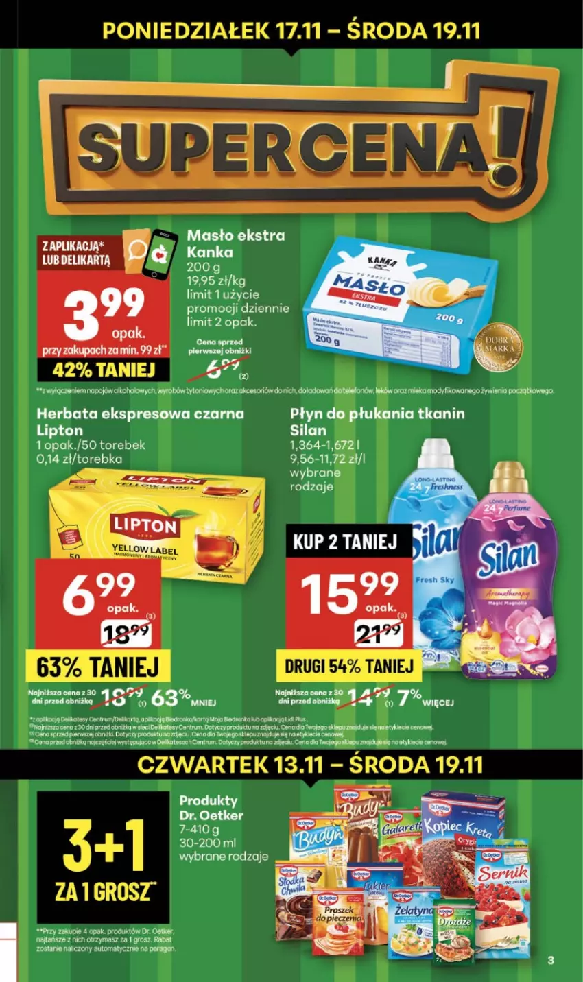 Gazetka promocyjna Delikatesy Centrum - Franczyza DC46 Czwartek - ważna 13.11 do 19.11.2025 - strona 3 - produkty: Dr. Oetker, Herbata, Koc, Masło, Płyn do płukania, Rum, Telefon, Torebka