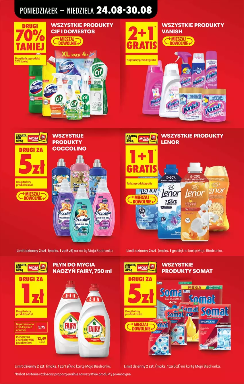 Gazetka promocyjna Biedronka - Od Poniedziałku - ważna 24.08 do 30.08.2026 - strona 11 - produkty: Cif, Coccolino, Domestos, Fa, Fairy, Gra, Por, Somat, Vanish