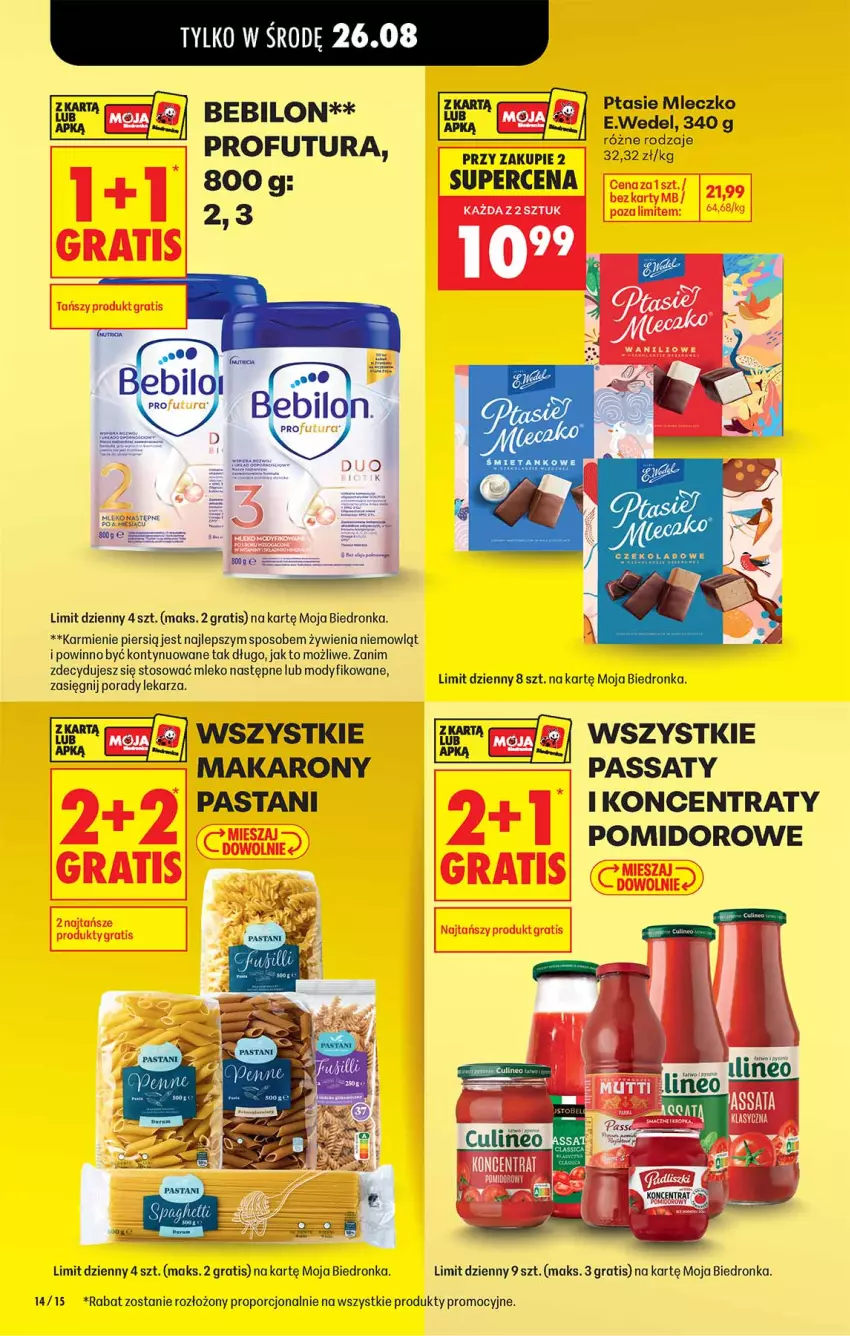 Gazetka promocyjna Biedronka - Od Poniedziałku - ważna 24.08 do 30.08.2026 - strona 14 - produkty: BEBILON, Gra, Karmi, Makaron, Mleczko, Mleko, O nas, Por, Ptasie mleczko