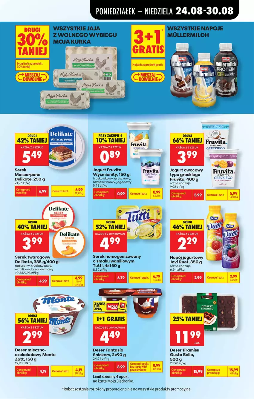 Gazetka promocyjna Biedronka - Od Poniedziałku - ważna 24.08 do 30.08.2026 - strona 37 - produkty: Bell, Deser, Fa, Fanta, Gra, Jogurt, Jogurt owocowy, Mascarpone, Monte, Napój, Napój jogurtowy, Por, Ser, Serek, Serek twarogowy, Snickers, Zott