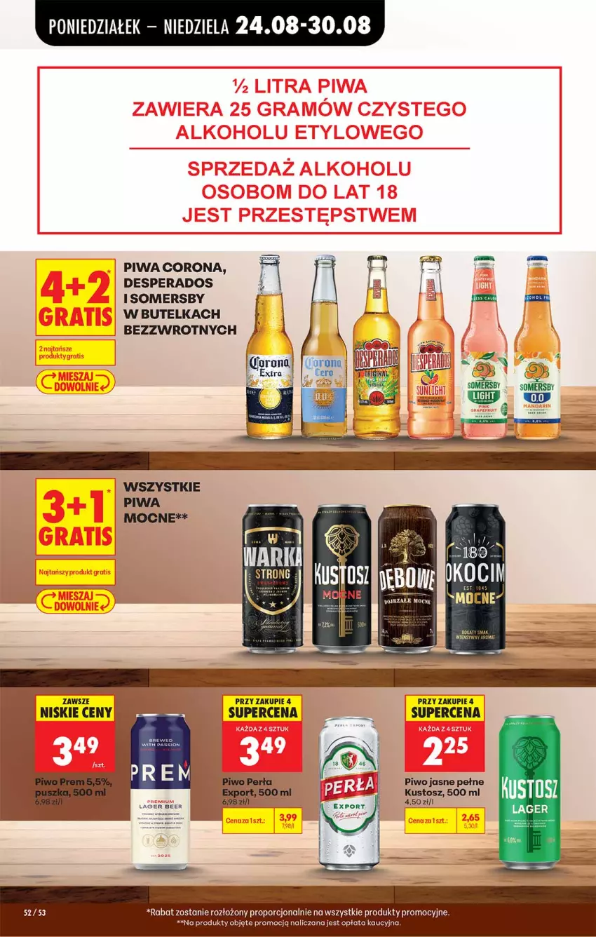 Gazetka promocyjna Biedronka - Od Poniedziałku - ważna 24.08 do 30.08.2026 - strona 52 - produkty: Desperados, Fa, Mus, Piwa, Piwo, Piwo jasne, Por, Somersby