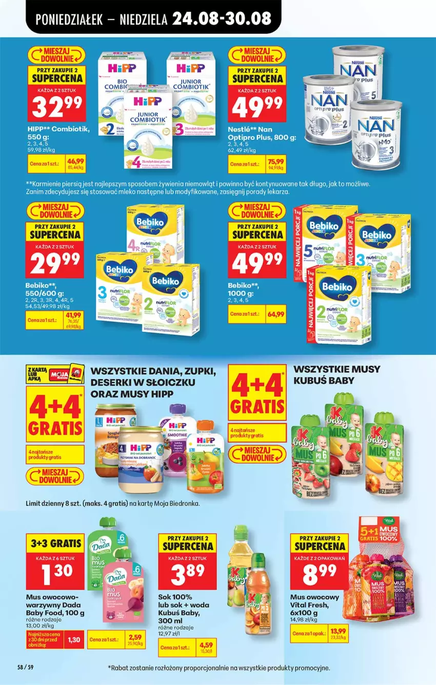 Gazetka promocyjna Biedronka - Od Poniedziałku - ważna 24.08 do 30.08.2026 - strona 58 - produkty: BIC, Dada, Kubuś, Mus, Por, Sok, Woda