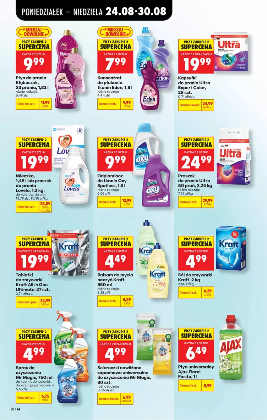 Gazetka promocyjna Biedronka - Od Poniedziałku - ważna 24.08 do 30.08.2026 - strona 60 - produkty: Ajax, Flora, Lovela, Mleczko, Odplamiacz, Płyn do prania, Sól, Tablet, Zmywarki