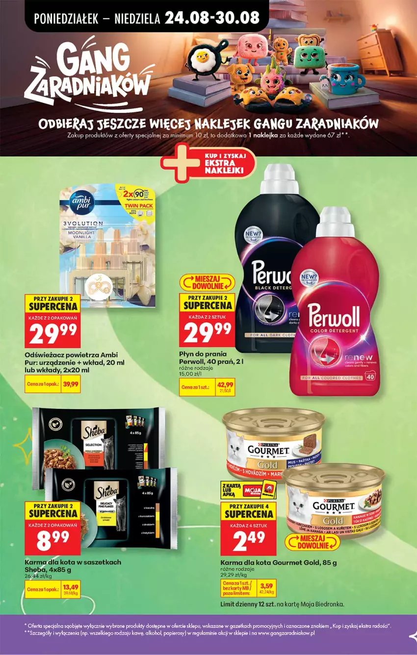 Gazetka promocyjna Biedronka - Od Poniedziałku - ważna 24.08 do 30.08.2026 - strona 70 - produkty: Gourmet Gold, Klej, Odświeżacz powietrza, Perwoll, Płyn do prania, Pur, Purina, Sheba