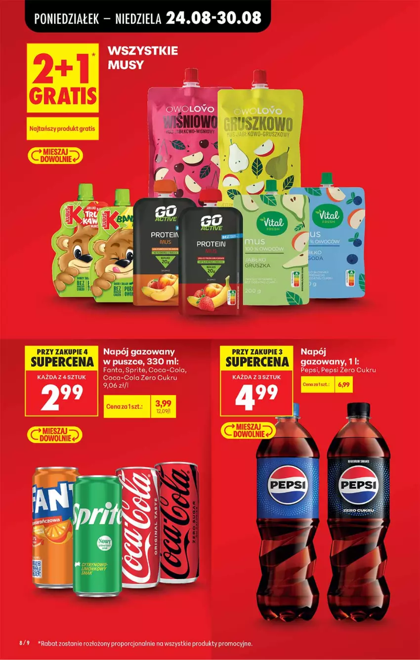 Gazetka promocyjna Biedronka - Od Poniedziałku - ważna 24.08 do 30.08.2026 - strona 8 - produkty: Coca-Cola, Fa, Fanta, Gra, Napój, Napój gazowany, Pepsi, Por, Sprite