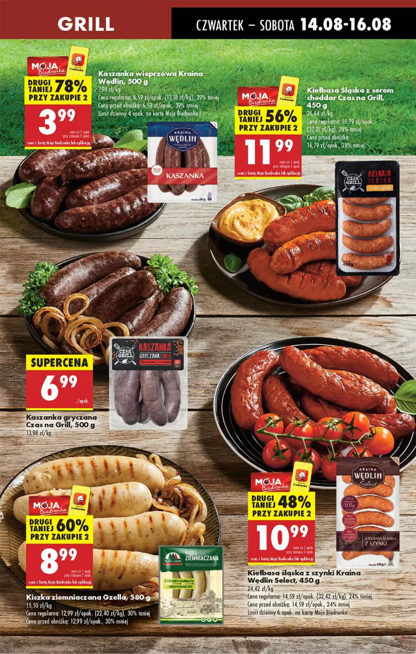 Gazetka promocyjna Biedronka - Od Czwartku - ważna 14.08 do 20.08.2025 - strona 21 - produkty: Cheddar, Fa, Grill, Gry, Kasza, Kaszanka, Kiełbasa, Kiełbasa śląska, Ser