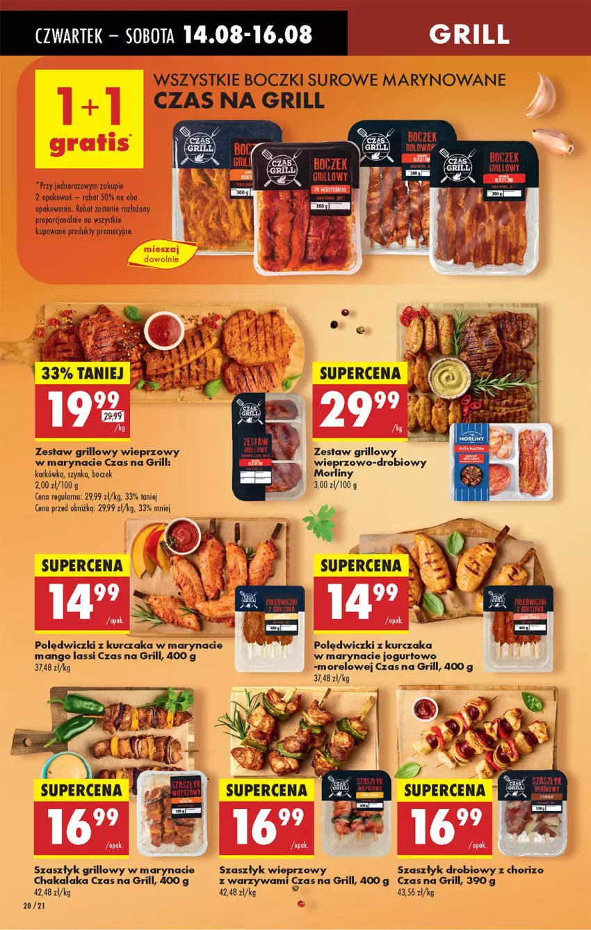 Gazetka promocyjna Biedronka - Od Czwartku - ważna 14.08 do 20.08.2025 - strona 22 - produkty: Boczek, Fa, Grill, Jogurt, Kurczak, Mango, Morliny, Polędwiczki z kurczaka, Por, Szynka, Warzywa