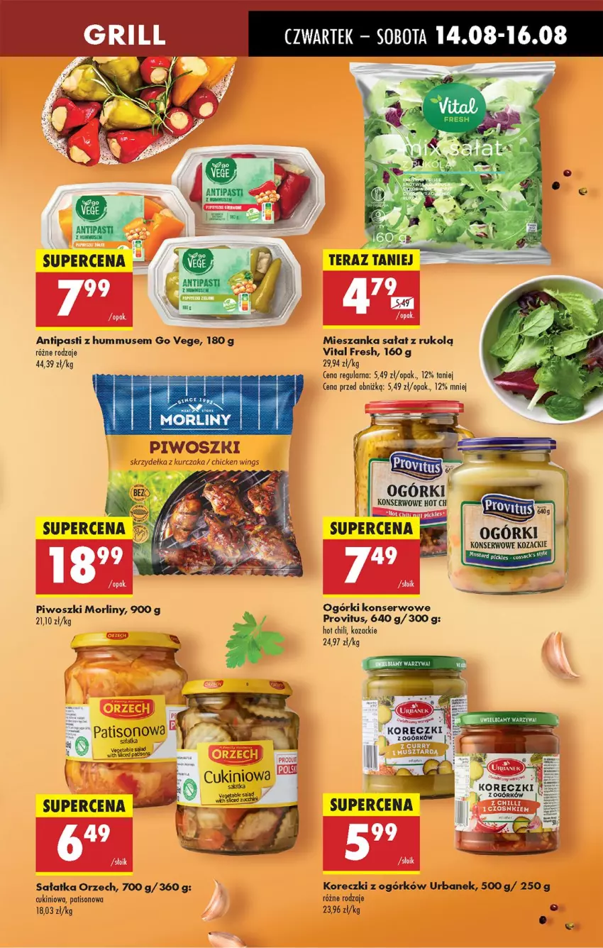 Gazetka promocyjna Biedronka - Od Czwartku - ważna 14.08 do 20.08.2025 - strona 25 - produkty: Hummus, Kurczak, Mieszanka sałat, Morliny, Mus, Ogórki konserwowe, Piwo, Sałat, Sałatka, Ser, Skrzydełka z kurczaka, Tera, Warzywa