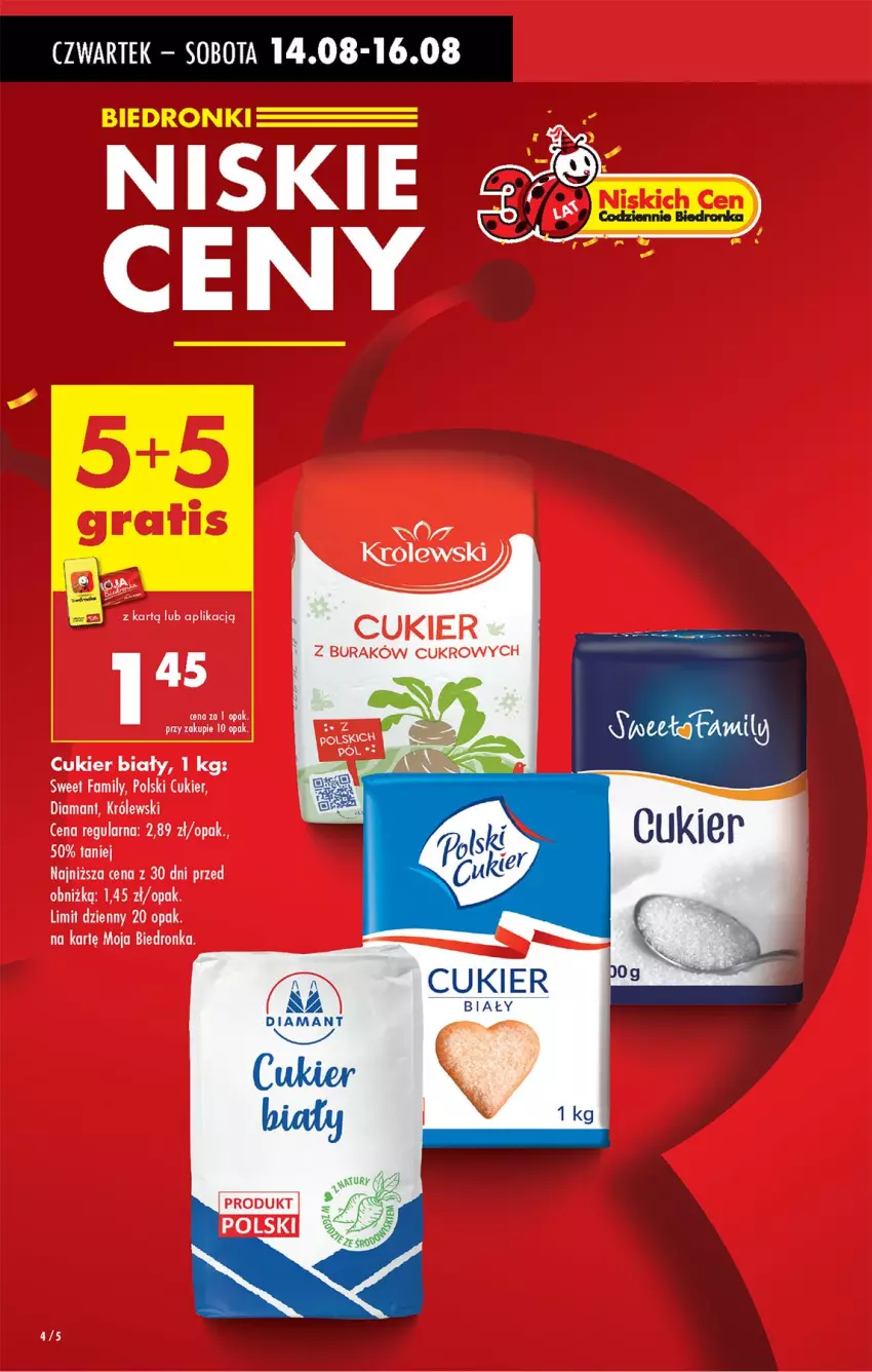 Gazetka promocyjna Biedronka - Od Czwartku - ważna 14.08 do 20.08.2025 - strona 4 - produkty: Cukier, Diamant, Fa, Królewski