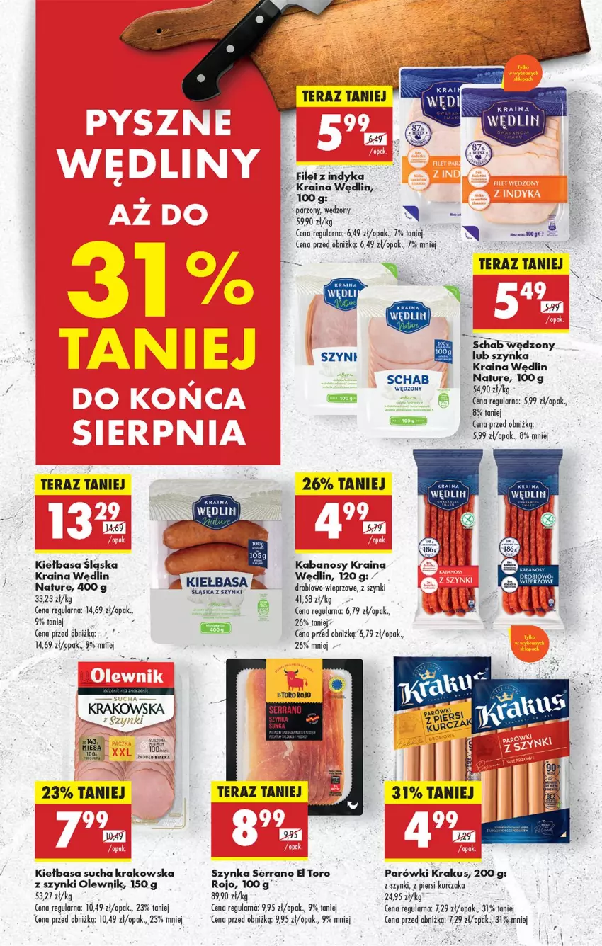 Gazetka promocyjna Biedronka - Od Czwartku - ważna 14.08 do 20.08.2025 - strona 49 - produkty: Kabanos, Kiełbasa, Kiełbasa śląska, Krakus, Kurczak, Olewnik, Parówki, Ser, Szynka, Tera