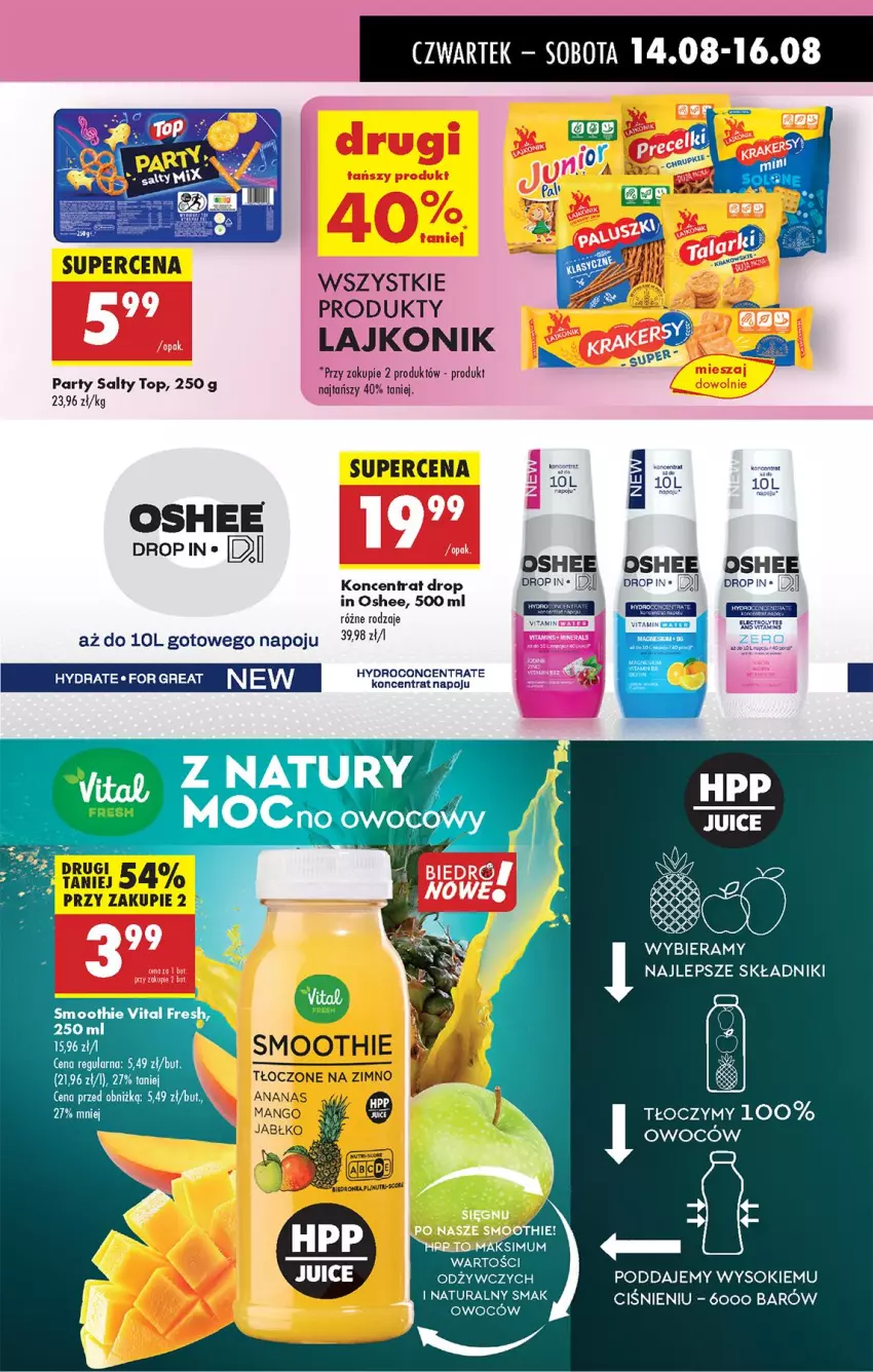 Gazetka promocyjna Biedronka - Od Czwartku - ważna 14.08 do 20.08.2025 - strona 55 - produkty: Ananas, Anew, Lajkonik, Oshee, Smoothie, Sok, Top