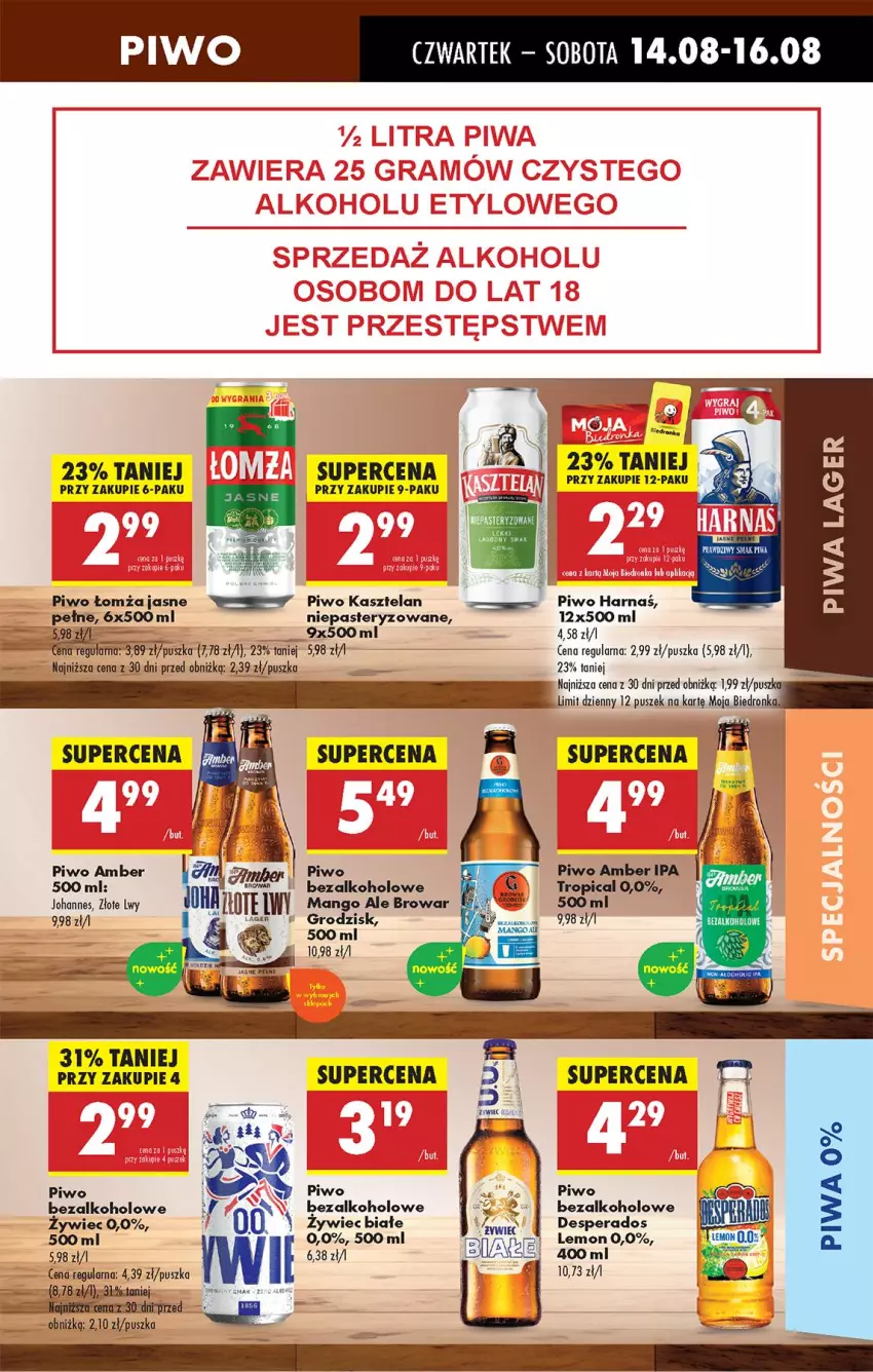 Gazetka promocyjna Biedronka - Od Czwartku - ważna 14.08 do 20.08.2025 - strona 61 - produkty: Desperados, Fa, Harnaś, Kasztelan, Mango, Piwa, Piwo, Sok, Tropical