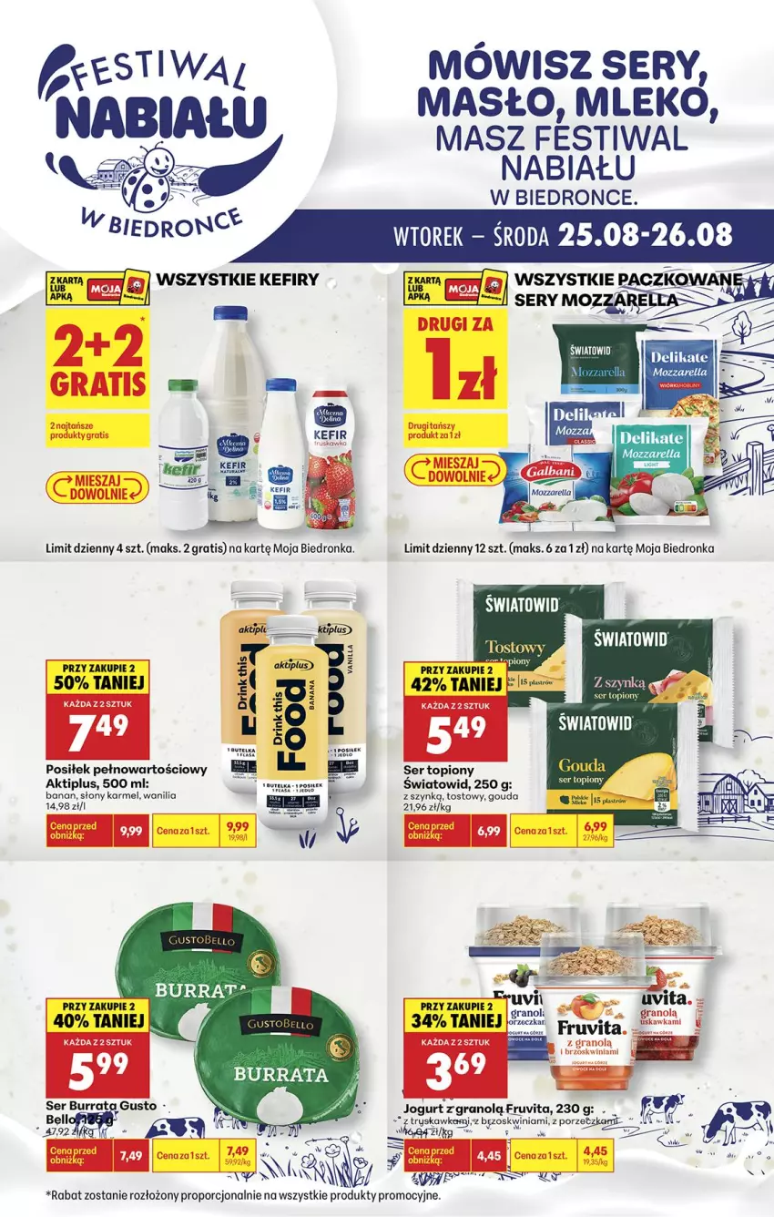 Gazetka promocyjna Biedronka - Gazetka - ważna 25.08 do 01.09.2026 - strona 1 - produkty: Aktiplus, Bell, Fa, Gouda, Gra, Kefir, Masło, Mleko, Por, Ser, Ser topiony, Top
