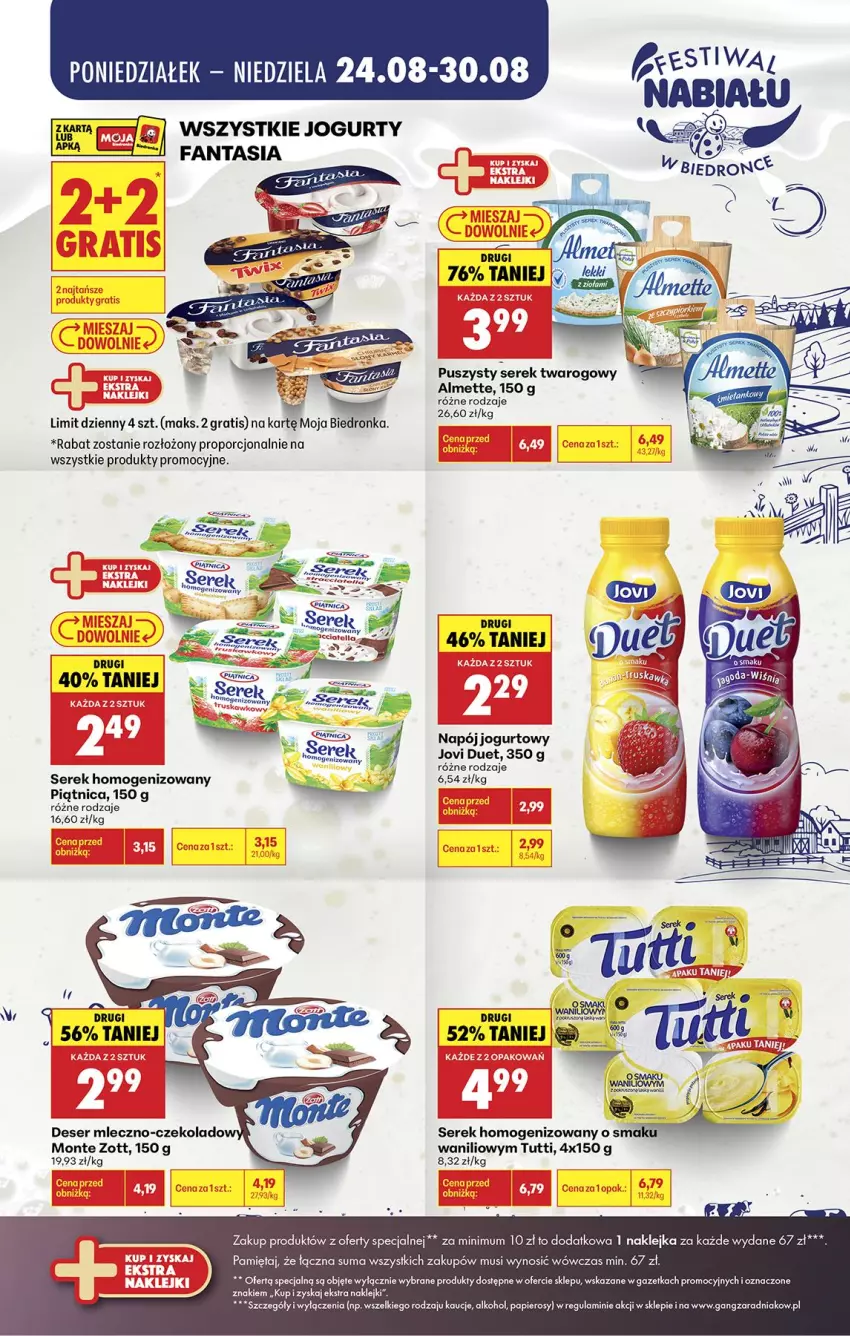 Gazetka promocyjna Biedronka - Gazetka - ważna 25.08 do 01.09.2026 - strona 7 - produkty: Almette, Deser, Fa, Fanta, Gra, Jogurt, Klej, Mięta, Monte, Mus, Napój, Napój jogurtowy, Papier, Piątnica, Por, Ser, Serek, Serek homogenizowany, Zott