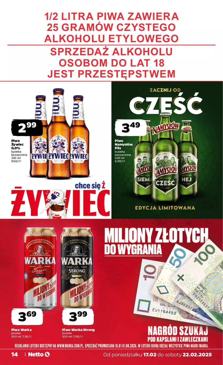 Gazetka promocyjna Netto - Od Poniedziałku - ważna 17.02 do 22.02.2025 - strona 14 - produkty: Gra, Namysłów, Piwa, Piwo, Warka