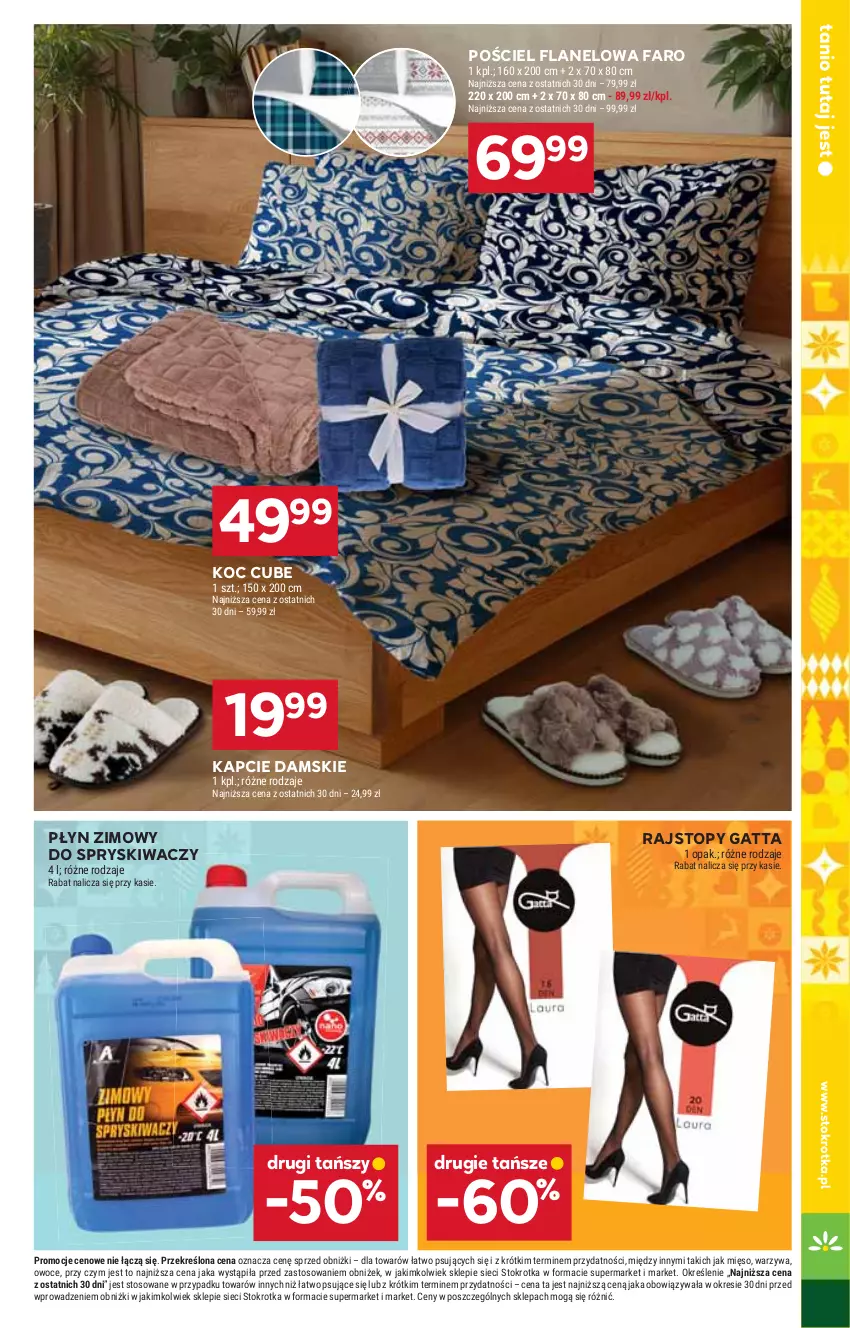 Gazetka promocyjna Stokrotka - Supermarket - ważna 13.11 do 19.11.2025 - strona 39 - produkty: Fa, Gatta, Kapcie, Koc, Mięso, Owoce, Płyn zimowy, Pościel, Pościel flanelowa, Rajstopy, Top, Warzywa