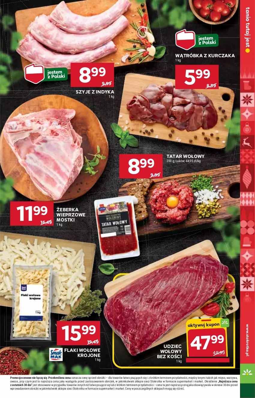 Gazetka promocyjna Stokrotka - Supermarket - ważna 13.11 do 19.11.2025 - strona 9 - produkty: Flaki, Flaki wołowe, Kurczak, Mięso, Owoce, Tatar wołowy, Udziec wołowy, Warzywa