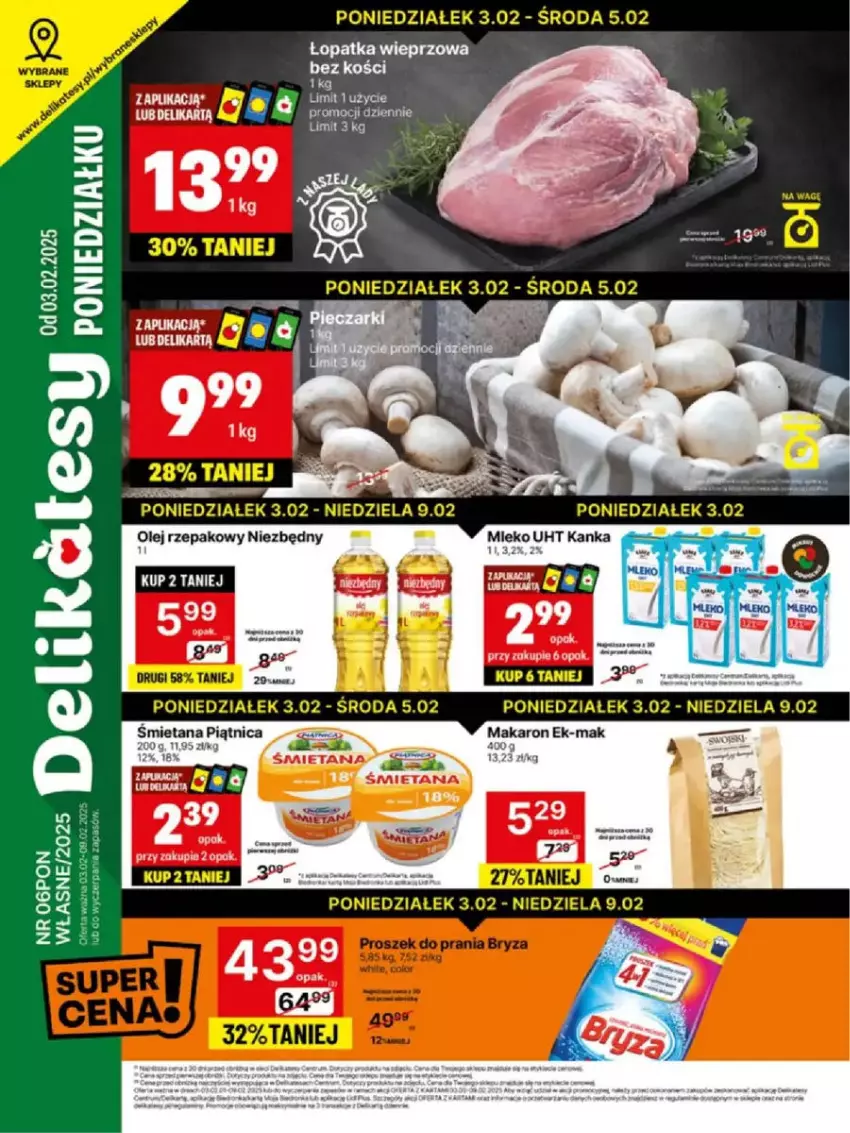 Gazetka promocyjna Delikatesy Centrum - ważna 03.02 do 09.02.2025 - strona 1 - produkty: Mleko, Piątnica