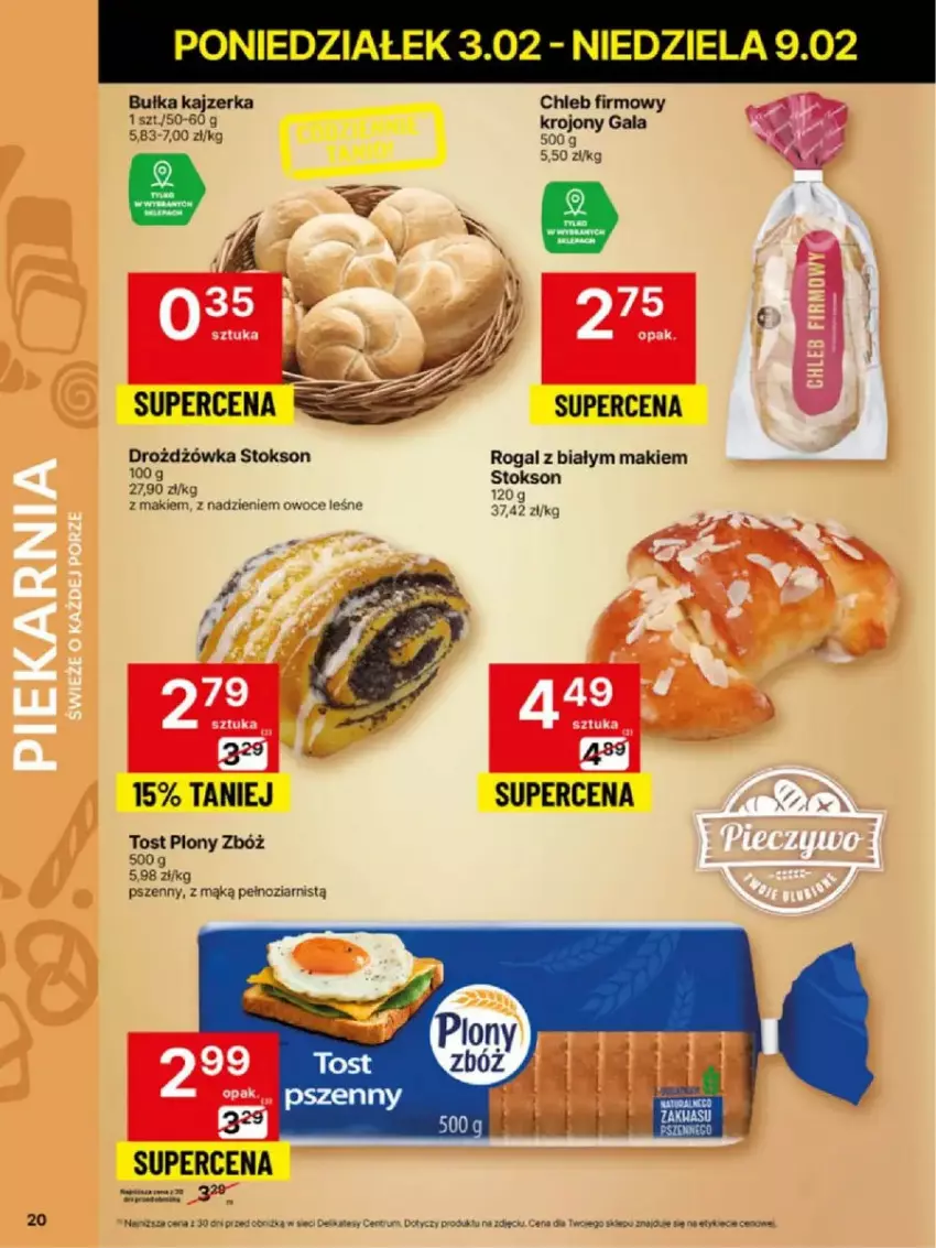 Gazetka promocyjna Delikatesy Centrum - ważna 03.02 do 09.02.2025 - strona 13 - produkty: Bułka, Chleb, Gala, Kajzerka, Owoce, Rogal, Rum