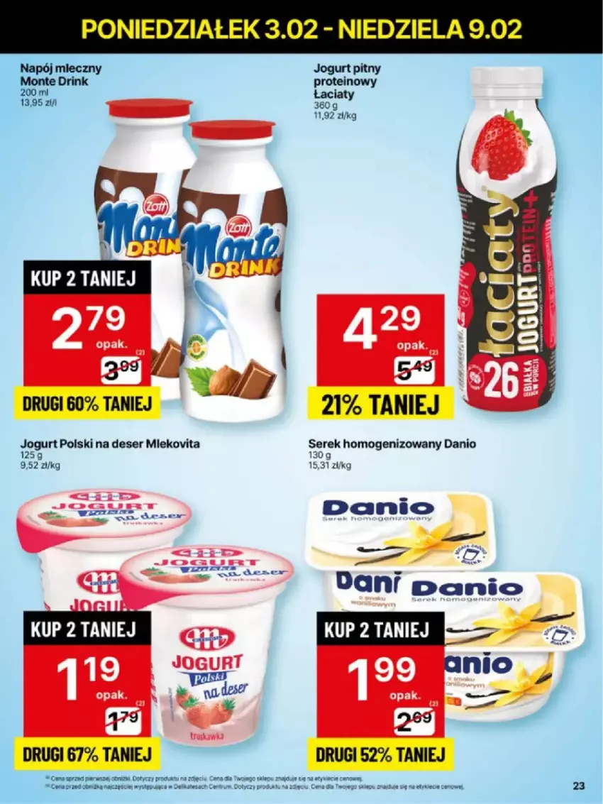 Gazetka promocyjna Delikatesy Centrum - ważna 03.02 do 09.02.2025 - strona 16 - produkty: Danio, Deser, Jogurt, Jogurt pitny, Mleko, Mlekovita, Napój, Napój mleczny, Rum, Ser, Serek, Serek homogenizowany