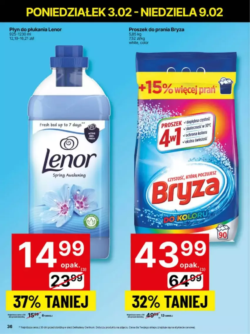 Gazetka promocyjna Delikatesy Centrum - ważna 03.02 do 09.02.2025 - strona 30 - produkty: 7 Days, Bryza, Lenor, Leon, Płyn do płukania, Proszek do prania, Rum