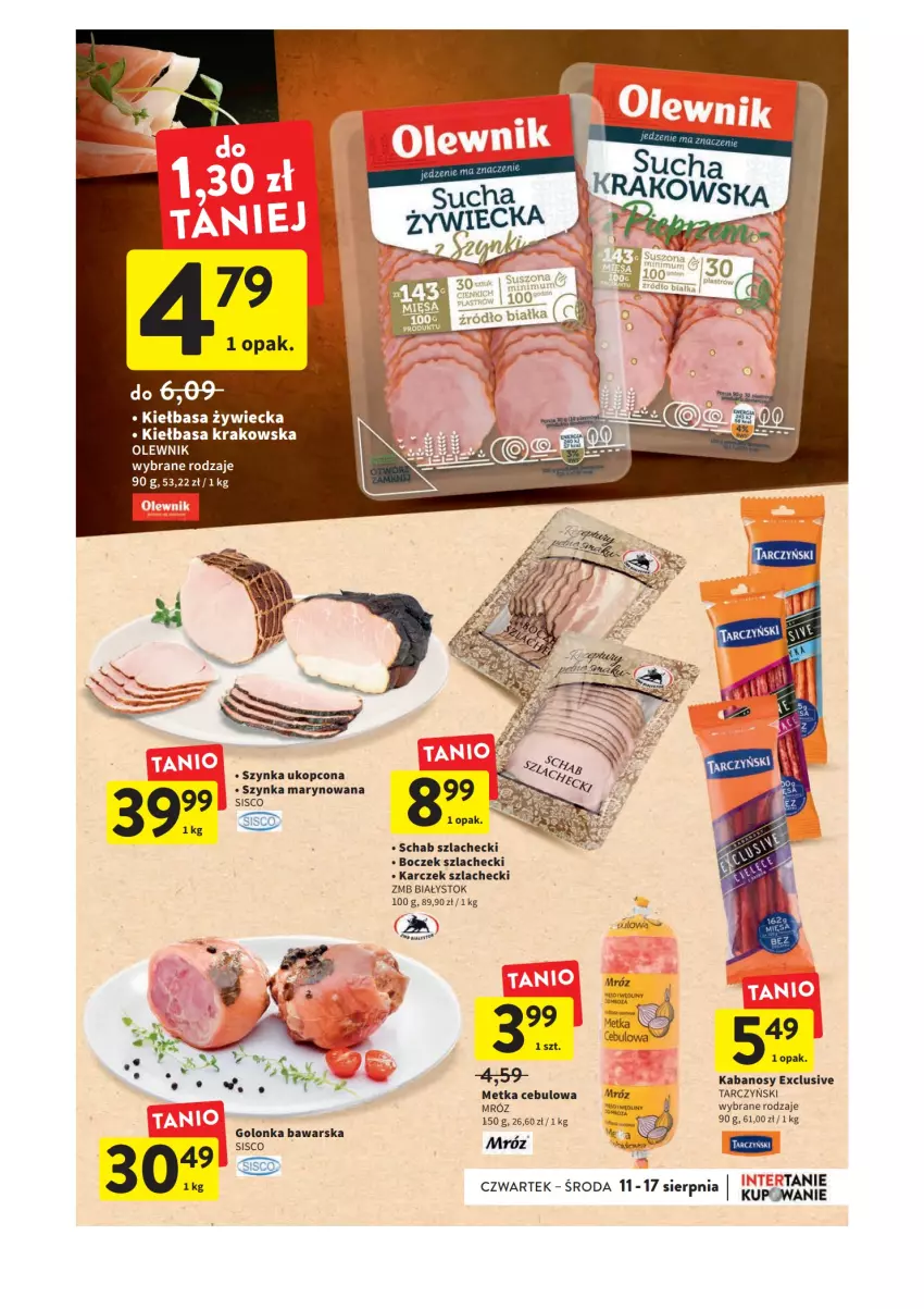 Gazetka promocyjna Intermarche - Gazetka Intermarche - ważna 11.08 do 17.08.2022 - strona 19 - produkty: Boczek, Kabanos, Kiełbasa, Kiełbasa krakowska, Olewnik, Szynka, Tarczyński