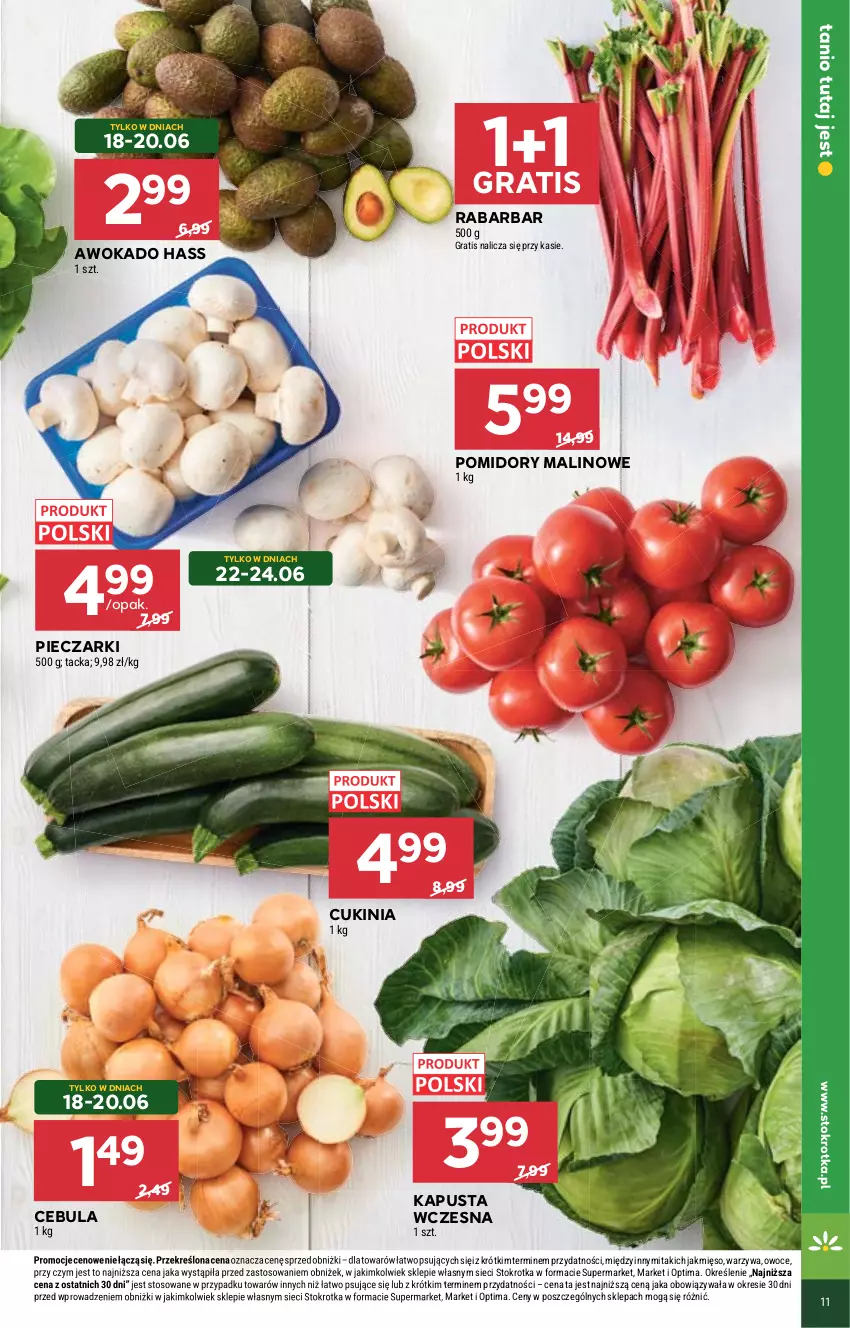 Gazetka promocyjna Stokrotka - Supermarket - ważna 18.06 do 24.06.2026 - strona 11 - produkty: Cebula, Gra, Mięso, Optima, Owoce, Piec, Pomidory, Warzywa