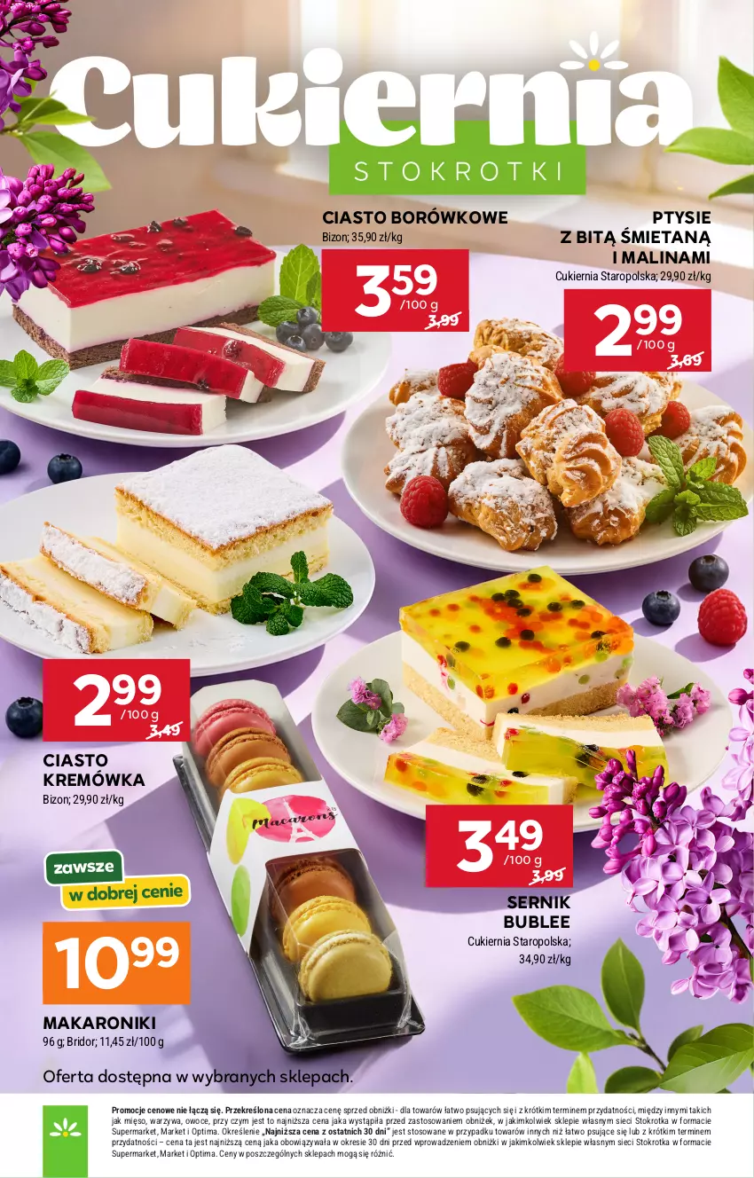 Gazetka promocyjna Stokrotka - Supermarket - ważna 18.06 do 24.06.2026 - strona 30 - produkty: Cukier, Kremówka, Makaron, Mięso, Optima, Owoce, Ser, Warzywa
