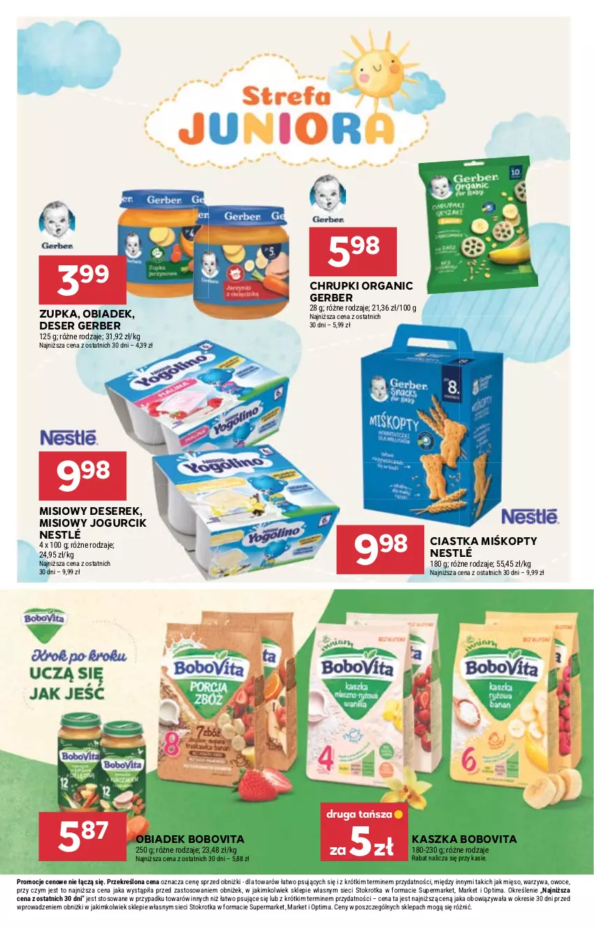 Gazetka promocyjna Stokrotka - Supermarket - ważna 18.06 do 24.06.2026 - strona 46 - produkty: BoboVita, Chrupki, Ciastka, Deser, Gerber, Mięso, Nestlé, Optima, Owoce, Ser, Serek, Warzywa