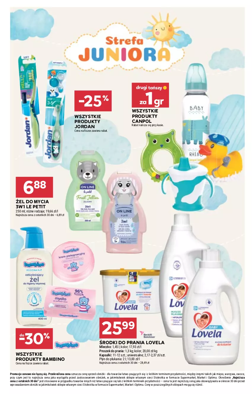 Gazetka promocyjna Stokrotka - Supermarket - ważna 18.06 do 24.06.2026 - strona 47 - produkty: Canpol, Lovela, Mięso, Mleczko, Optima, Owoce, Płyn do płukania, Proszek do prania, Warzywa