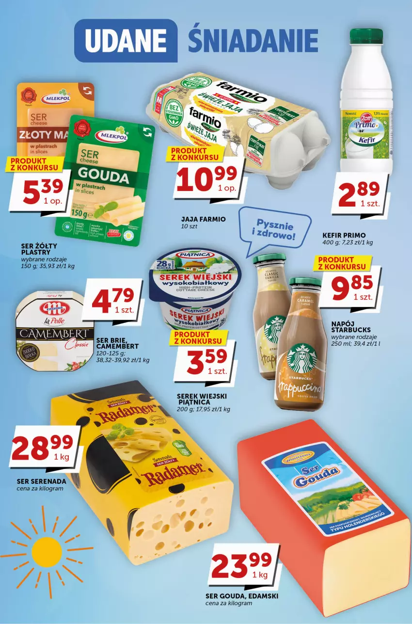 Gazetka promocyjna Groszek - ważna 15.06 do 27.06.2023 - strona 4 - produkty: Camembert, Edam, Fa, Gouda, Gra, Jaja, Kefir, LG, Napój, Piątnica, Ser, Serek, Serek wiejski, Sok