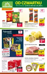 Gazetka promocyjna Stokrotka - Market - Gazetka - ważna od 04.01 do 04.01.2023 - strona 1 - produkty: Piwa, Piwo, Ser, Gin, Gra, Brie, Lovely, Président, Chipsy, Warka, Tarczyński, Pomelo, Camembert, Boczek, Bateria, Kabanos, Lay’s, Strzałów, Boczek wieprzowy, Fa