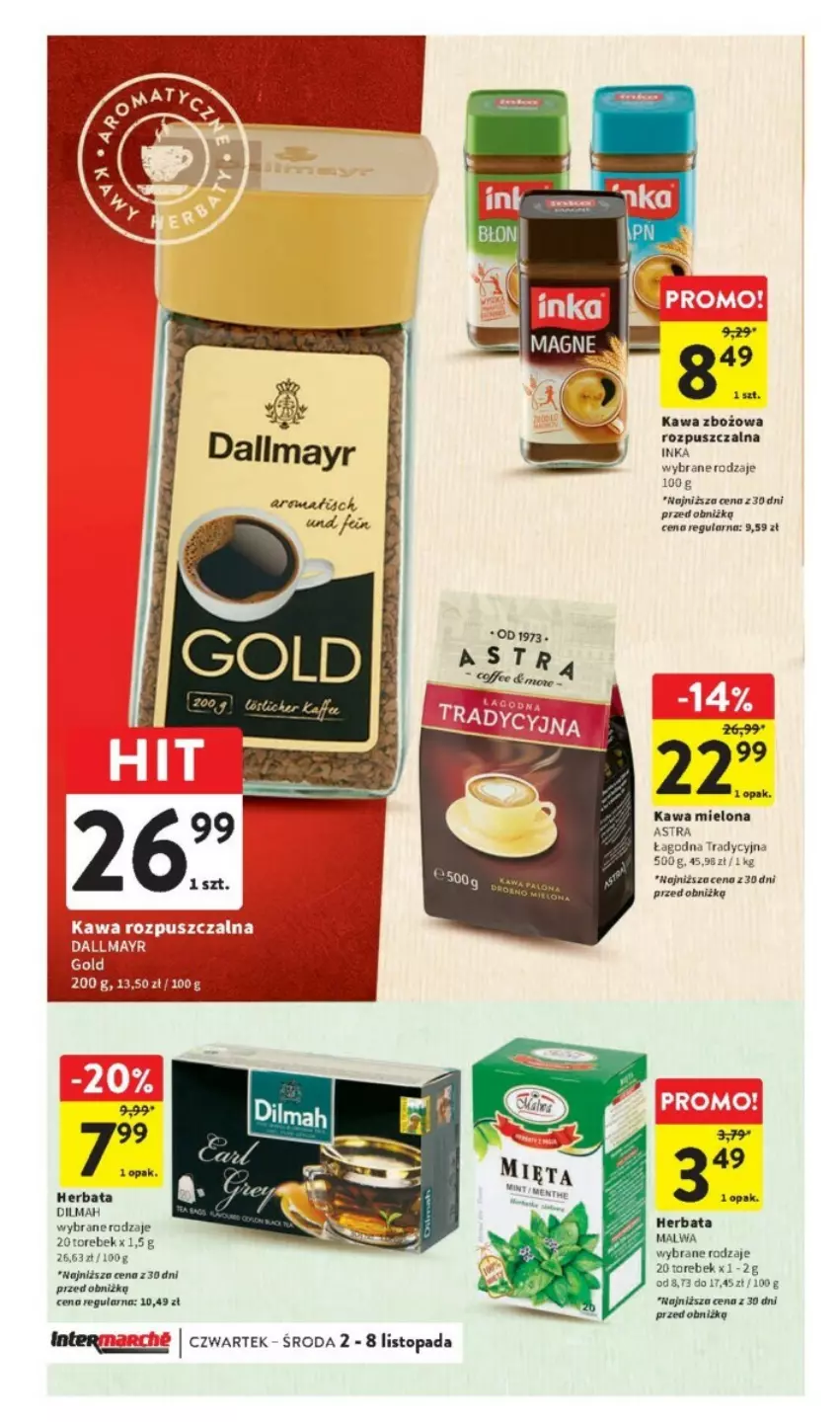 Gazetka promocyjna Intermarche - ważna 02.11 do 08.11.2023 - strona 21 - produkty: Dallmayr, Dilmah, Herbata, Inka, Kawa, Kawa mielona, Kawa zbożowa, Top