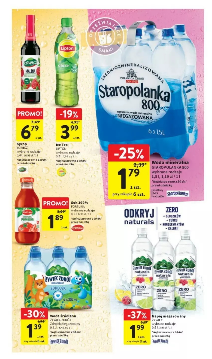 Gazetka promocyjna Intermarche - ważna 02.11 do 08.11.2023 - strona 27 - produkty: Fortuna, Ice tea, LANA, Lipton, Napój, Napój niegazowany, Staropolanka, Woda, Woda mineralna