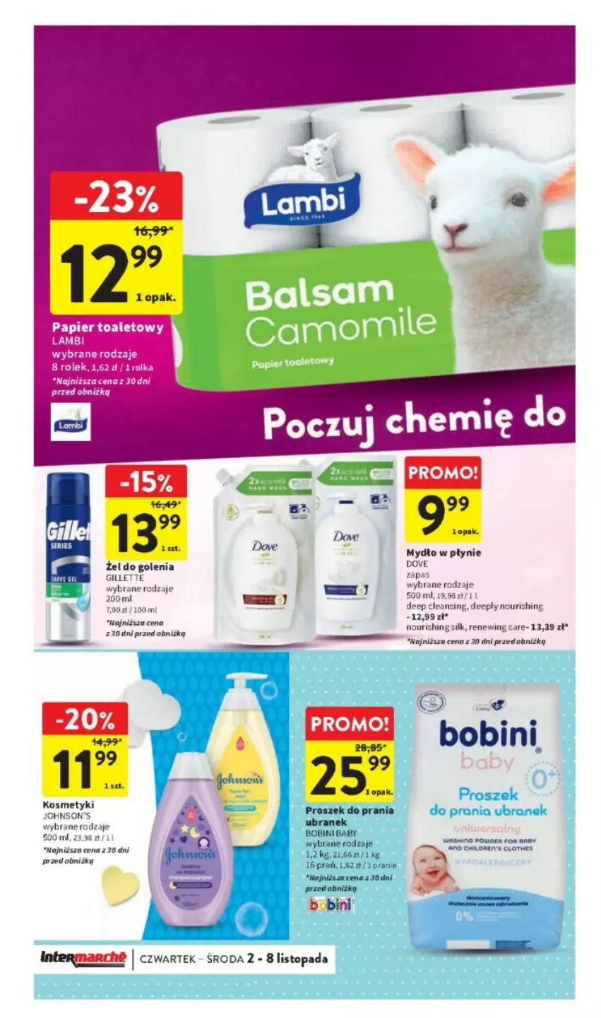 Gazetka promocyjna Intermarche - ważna 02.11 do 08.11.2023 - strona 30 - produkty: Dove, Gillette, Mydło, Mydło w płynie, Papier, Papier toaletowy, Proszek do prania, Top