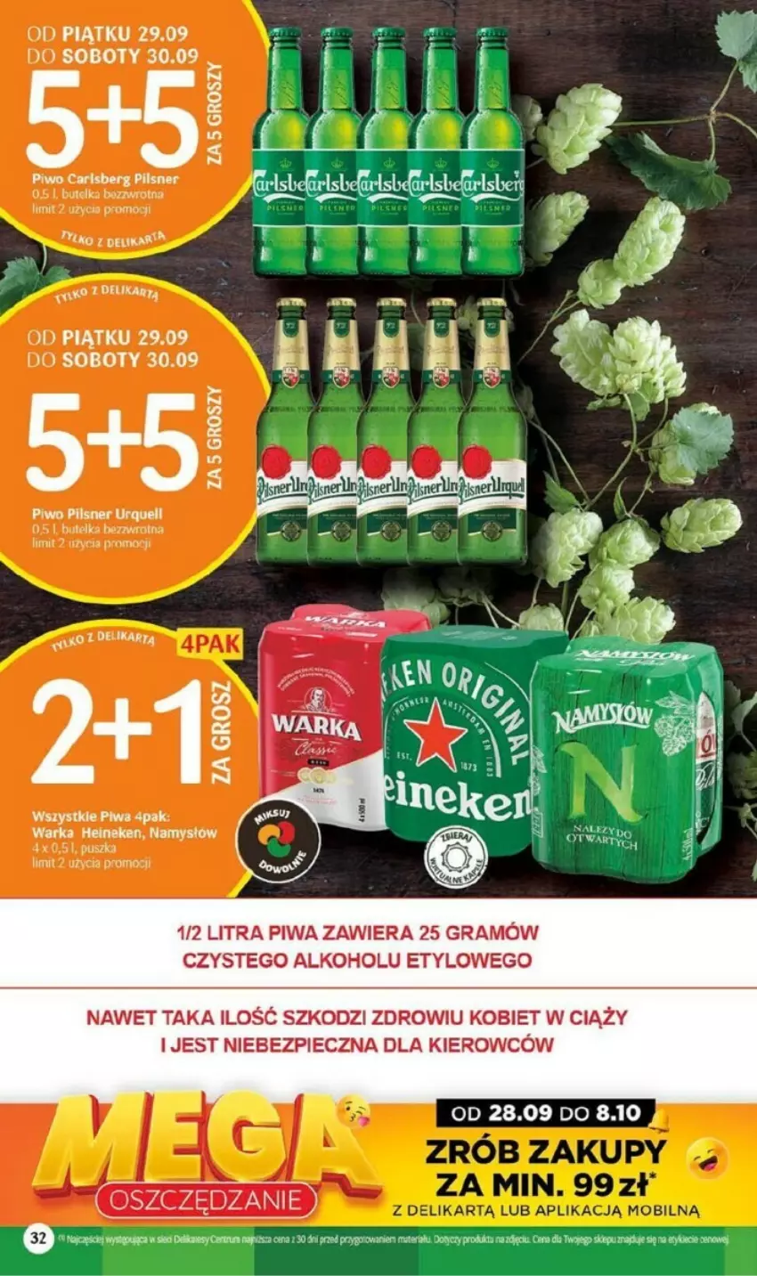 Gazetka promocyjna Delikatesy Centrum - ważna 28.09 do 08.10.2023 - strona 26 - produkty: Gra, Heineken, Namysłów, Piec, Pilsner Urquell, Piwa, Piwo, Warka